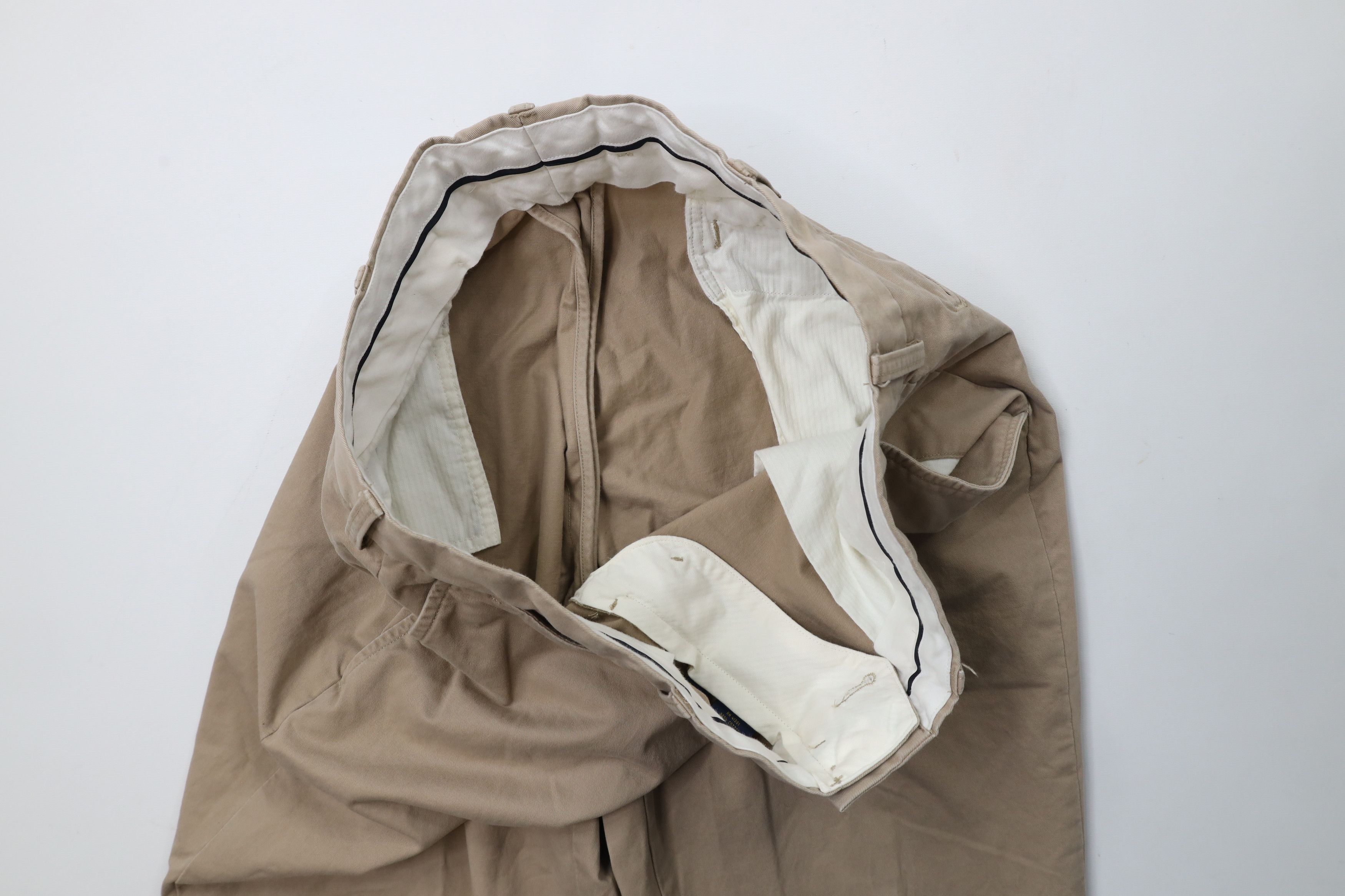 Ralph Lauren × Vintage Vintage Ralph Lauren Stretch Wide Leg Chino Pants Beige Size US 36 / EU 52 - 6 Thumbnail