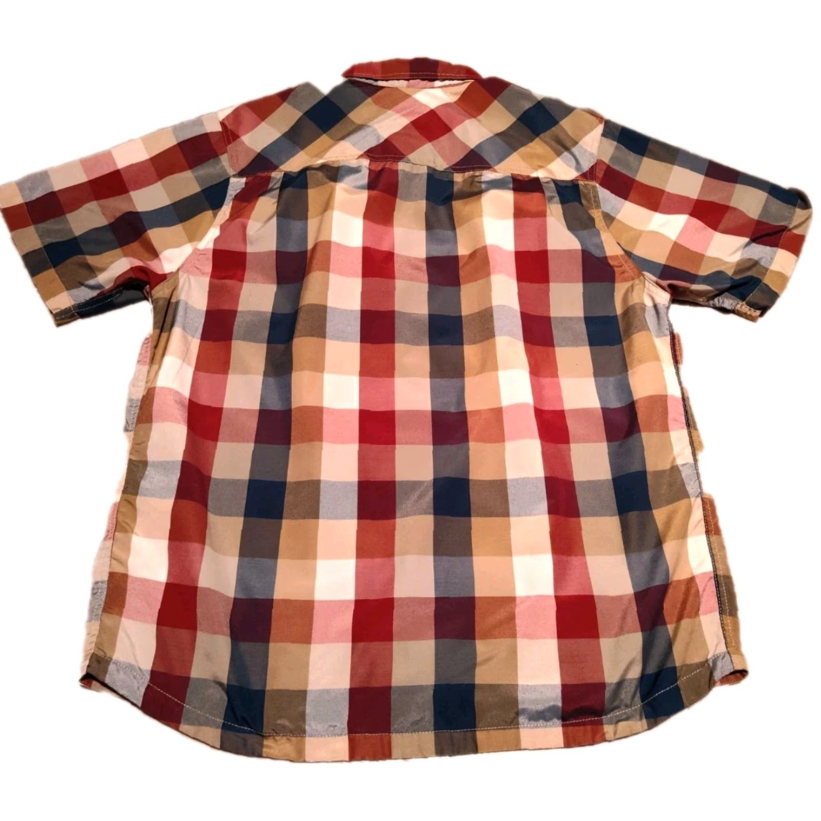 KAVU KAVU Park Lane Button-Up Shirt Men’s XL Short Sleeve Plaid Multicolor Polyester Knit Regular Size US XL / EU 56 / 4 - 2 Thumbnail