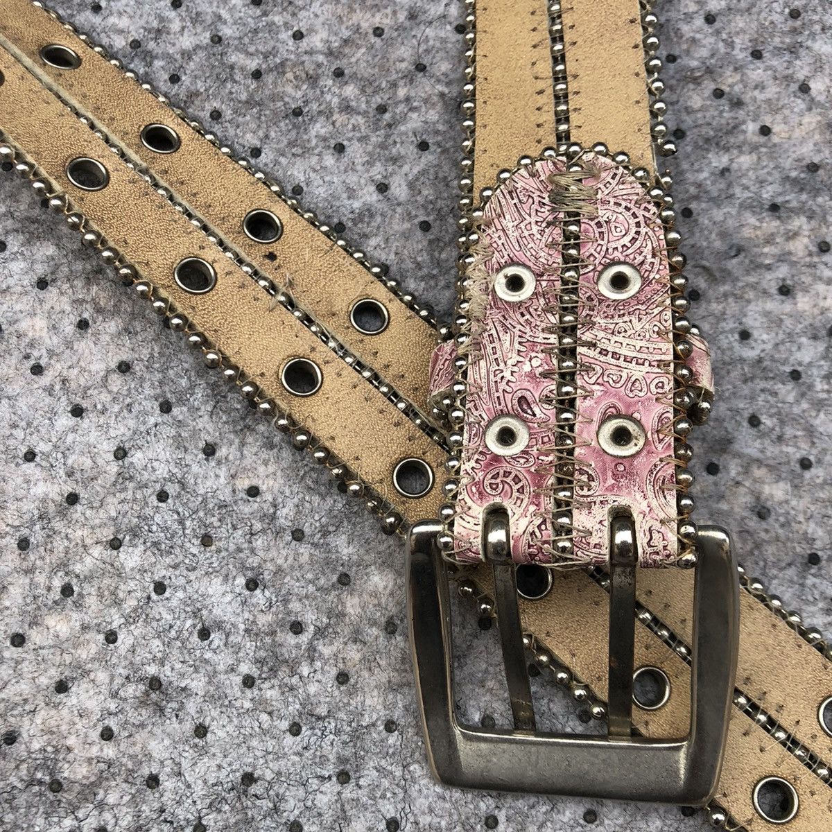 Japanese Brand Y2k style Paisley Pattern Studded Belt Size ONE SIZE - 6 Thumbnail