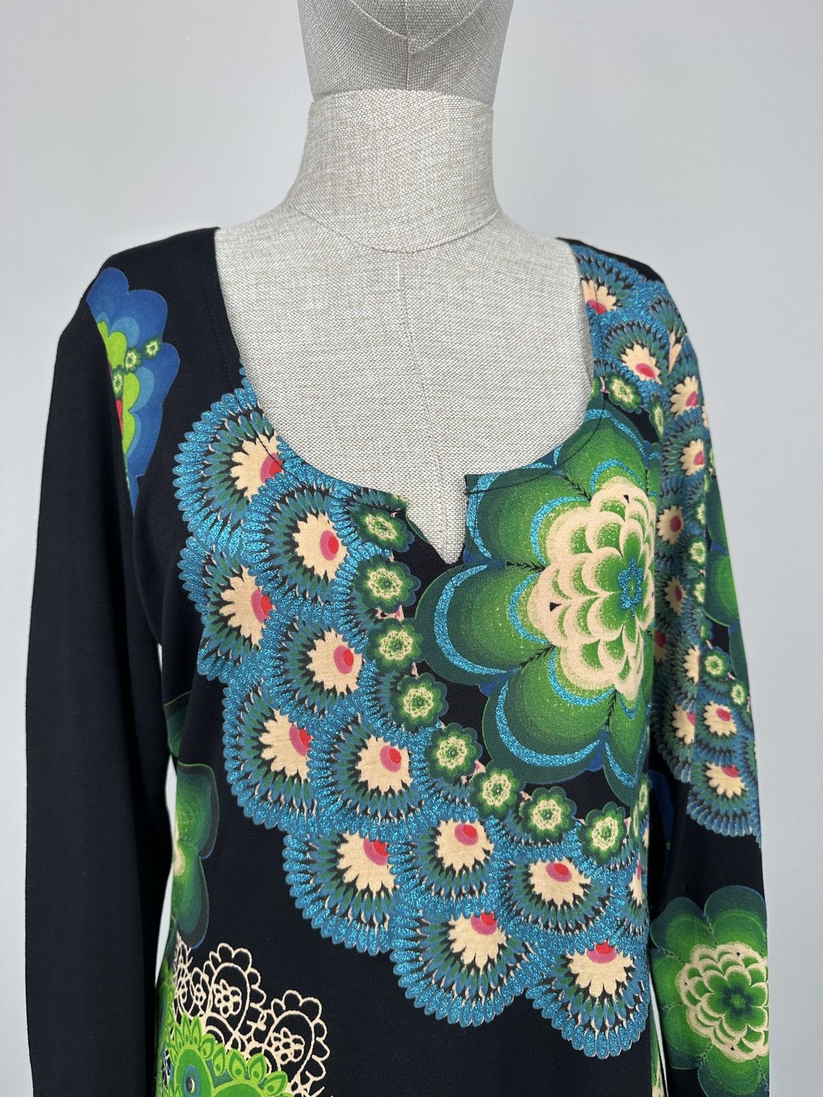 Desigual DESIGUAL Floral Print Long Sleeve Dress 100% Viscose size L Size L / US 10 / IT 46 - 4 Thumbnail