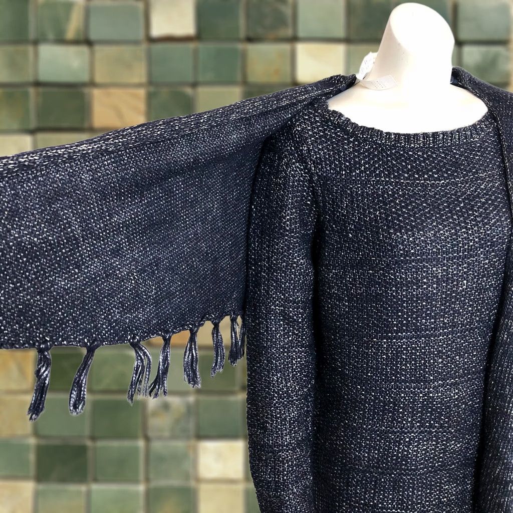 White House Black Market White House Black Market Sweater Shirt Womens L Blue Metallic Boat Neck Pullover Knit Long Sleeve Casual Party/Cocktail Size L / US 10 / IT 46 - 1 Thumbnail