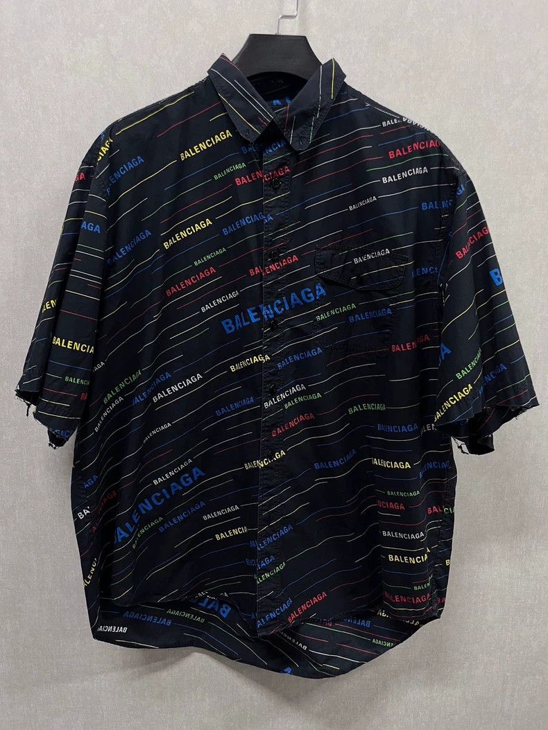 Balenciaga Balenciaga Black Bulletproof Full Print Color Letter Shirt Size US XXS / EU 40 - 1 Thumbnail
