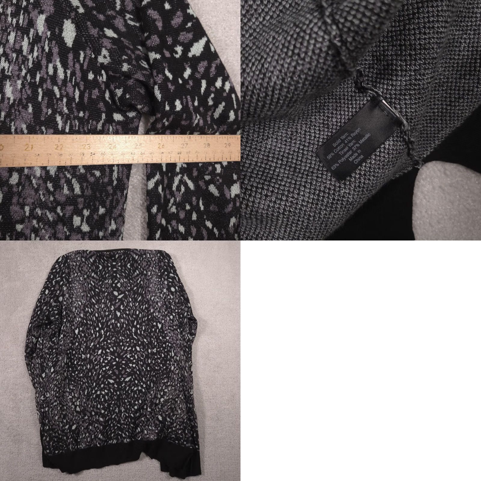 Vintage Lane Bryant Sweater Cardigan Womens 22/24 Black Animal Print Open Front Knit Size 3XL / US 20-22 - 8 Thumbnail