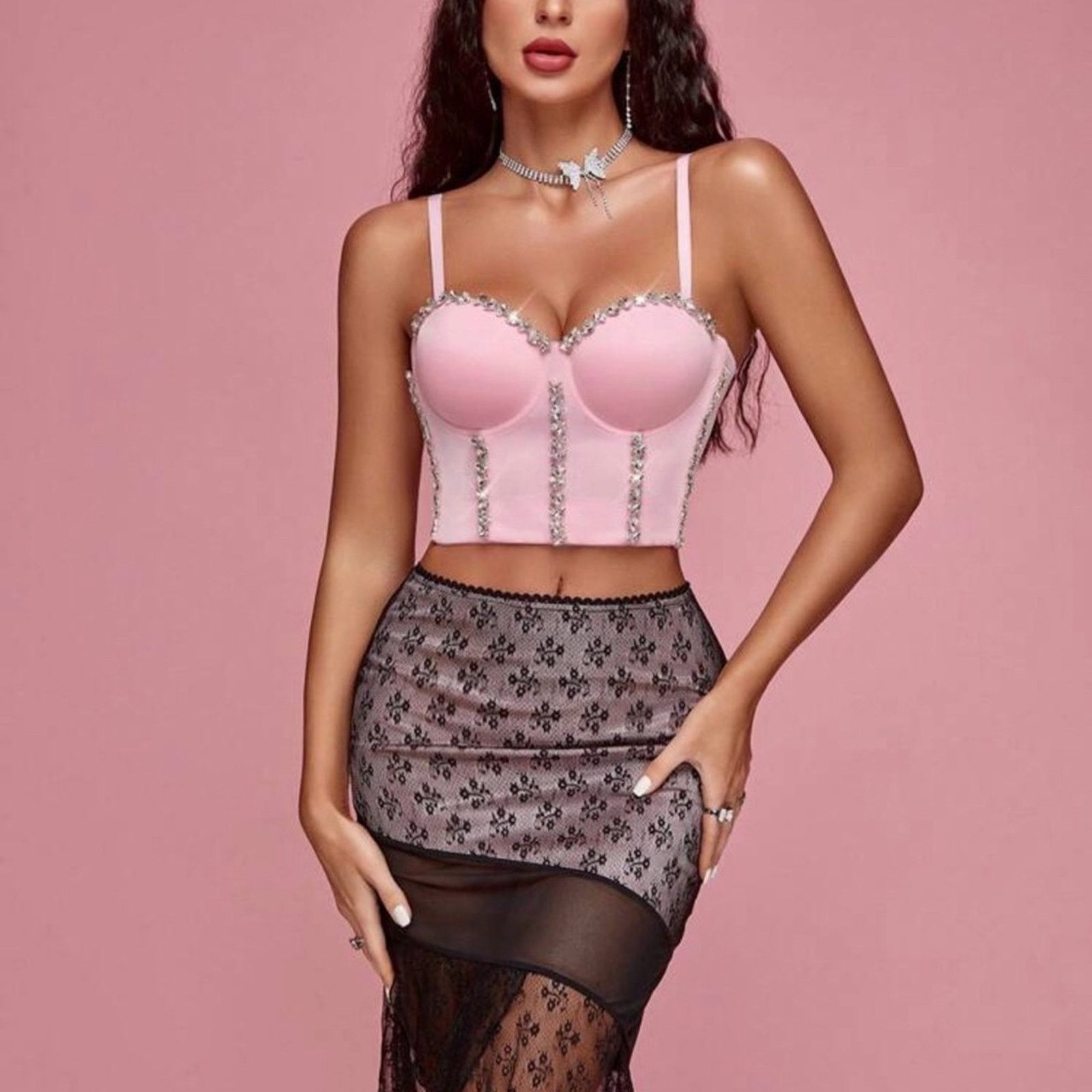 Other Y2K Chic Pink Embellished Bustier size S Size S / US 4 / IT 40 - 6 Thumbnail