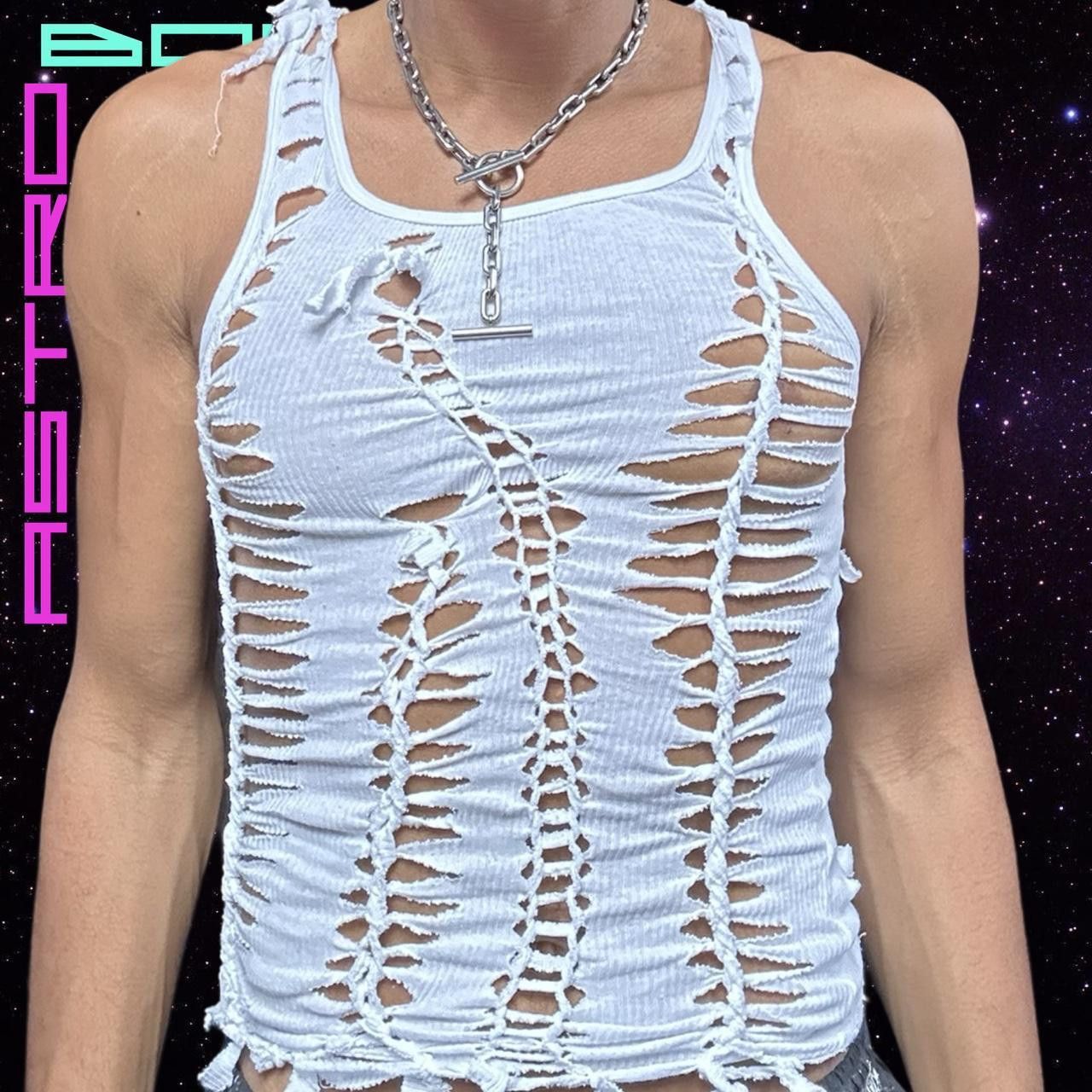 Hanes ASTROBOI* 'Octavos' White Braided Tank Top size Medium Size US M / EU 48-50 / 2 - 2 Thumbnail