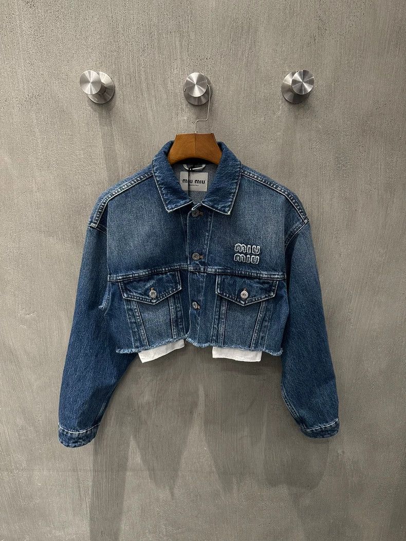 miu miu Small logo short denim jacket