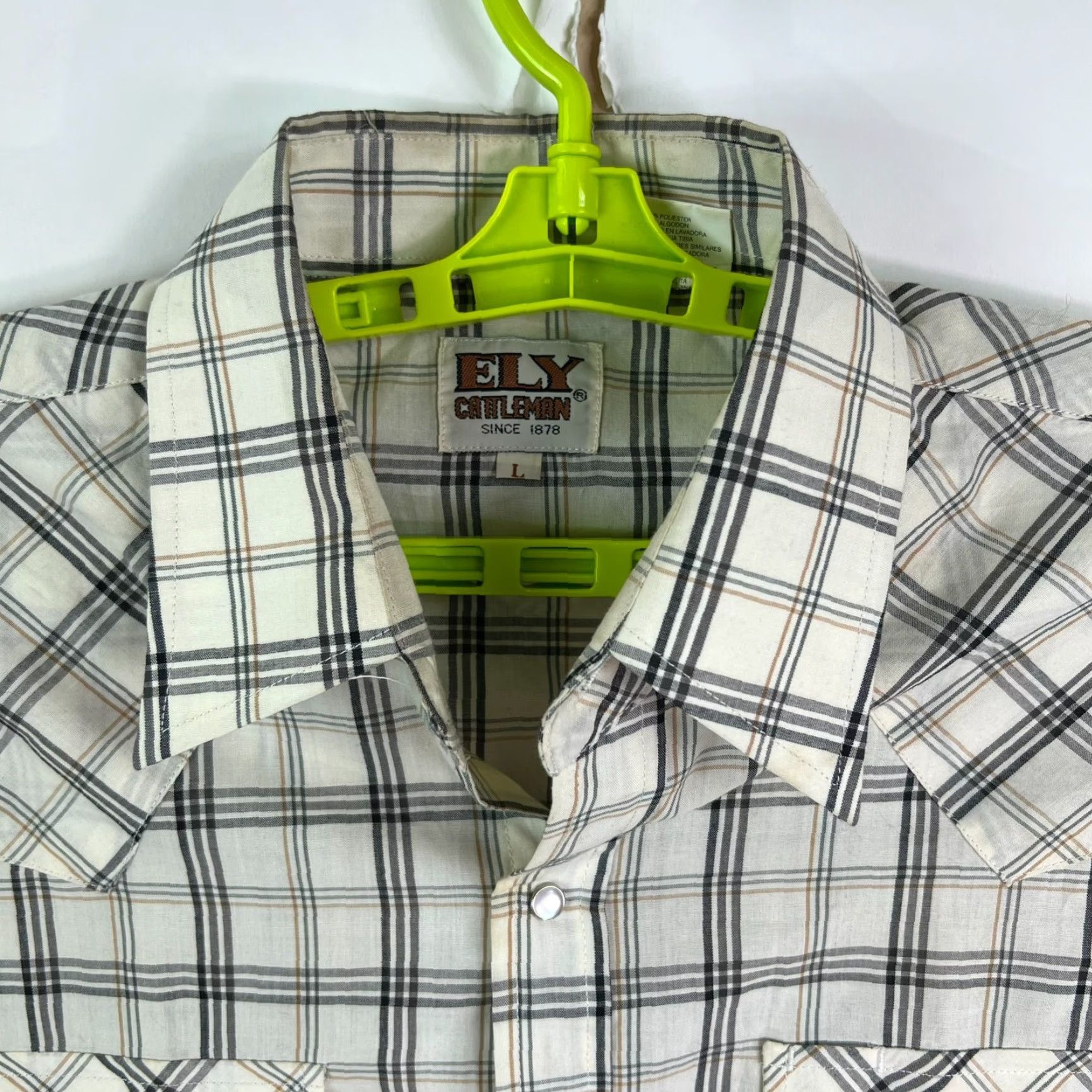 Vintage ELY Cattleman Shirt Mens L White/Gray Plaid Long Sleeve Button-Up Size US L / EU 52-54 / 3 - 3 Thumbnail