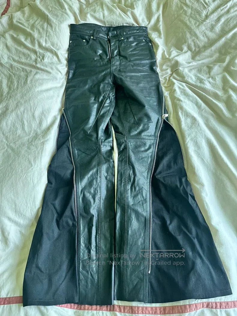 Rick Owens Rick Owens Leather Flared Zip Pants . Size US 27 - 2 Thumbnail