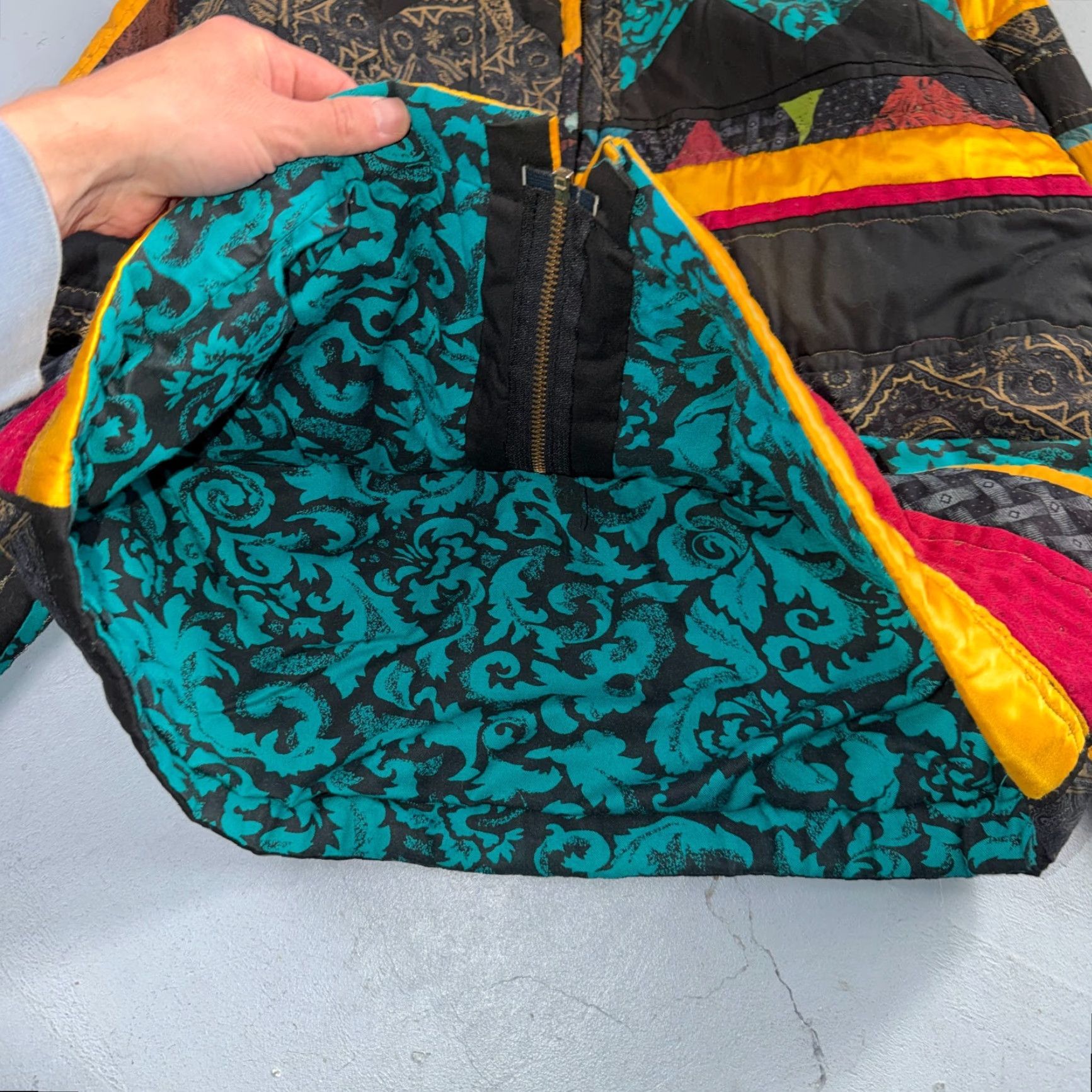 Vintage VINTAGE Hand Made Fashion 60s 70s Talon Ski Jacket Crazy Patterns One of a Kind Men's Ski Jacket Black NS? Size US L / EU 52-54 / 3 - 3 Thumbnail