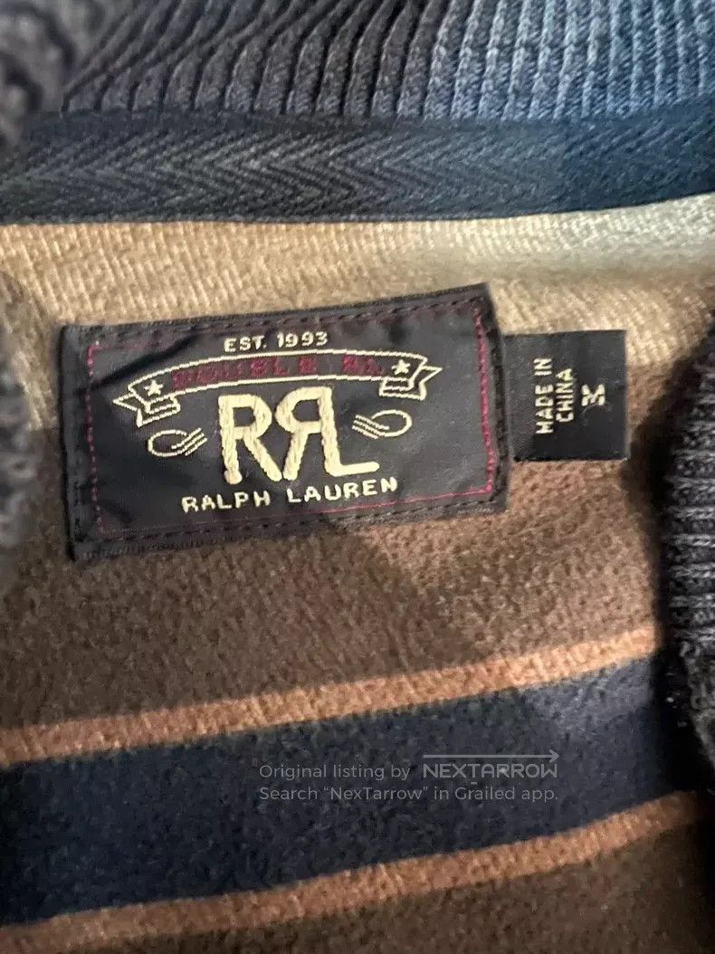 RRL Ralph Lauren RRL Ralph Lauren Blue dyed leather sleeves old baseball je Size US M / EU 48-50 / 2 - 2 Thumbnail