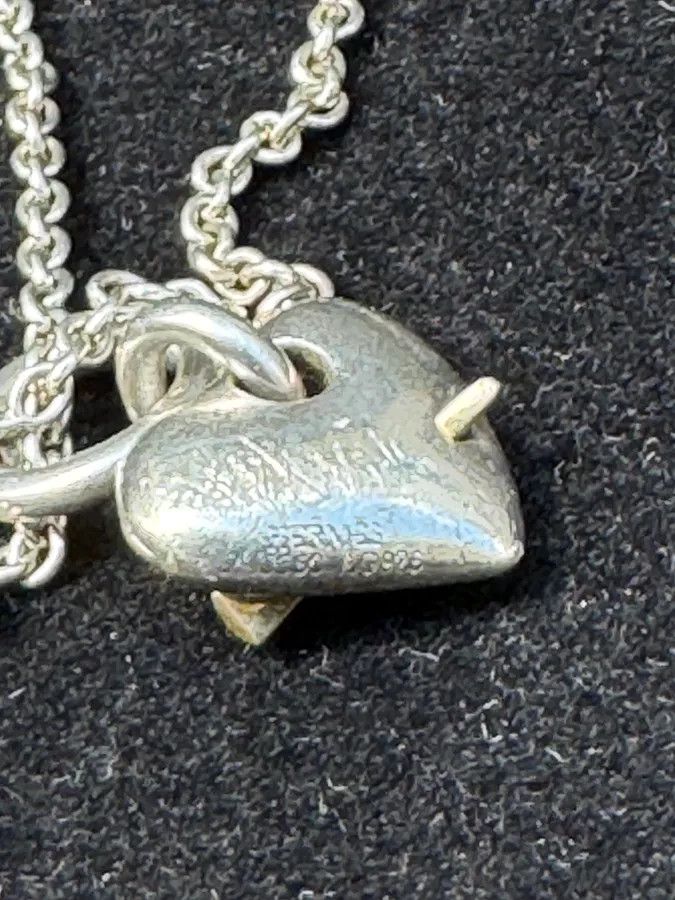 Hermes × Vintage Hermès Silver 925 Broken Heart Pendant Signature Necklace Size ONE SIZE - 7 Thumbnail