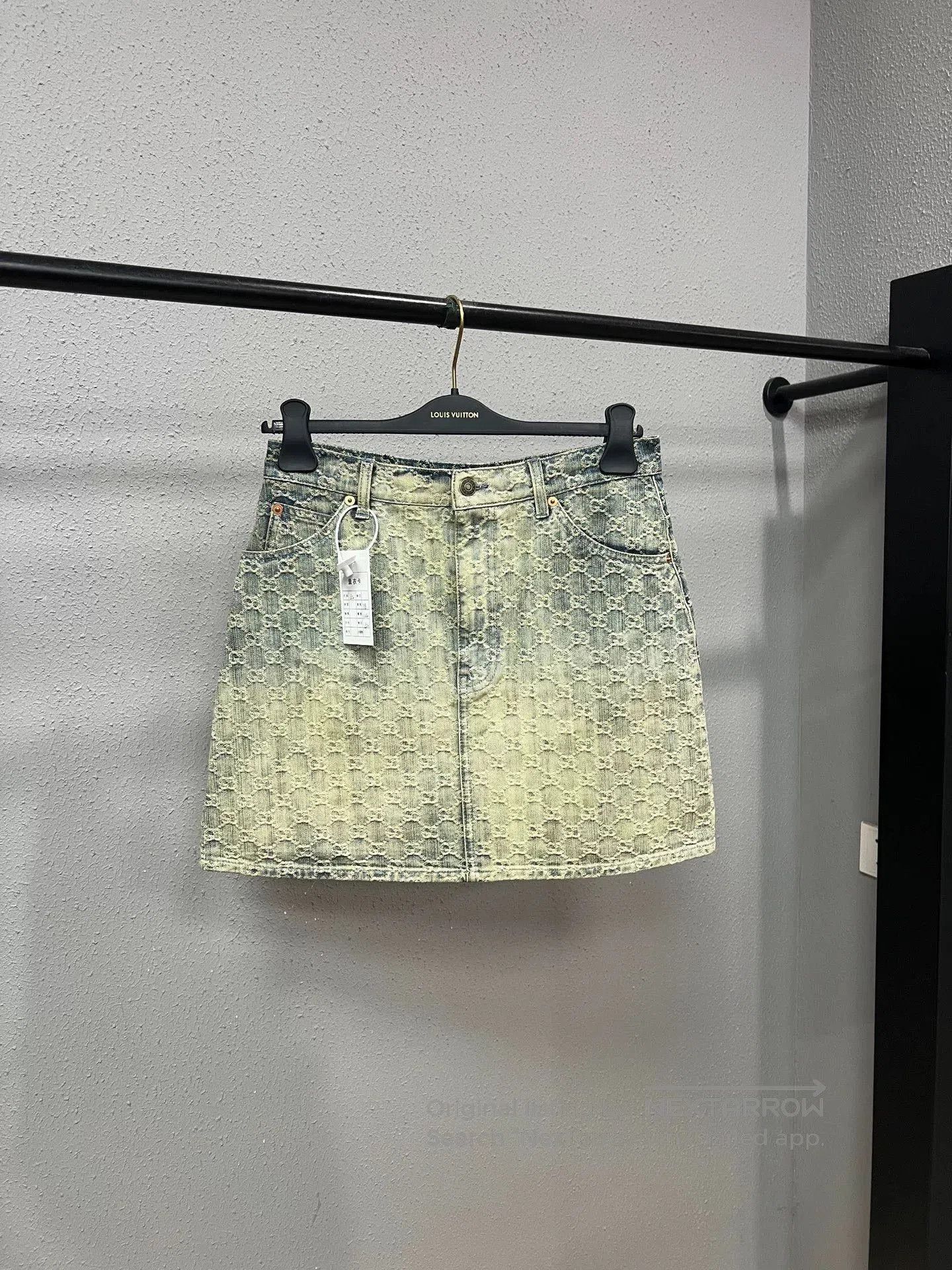 Gucci gucci distressed denim mini skirt with rhinestones. Size 41" - 1 Thumbnail
