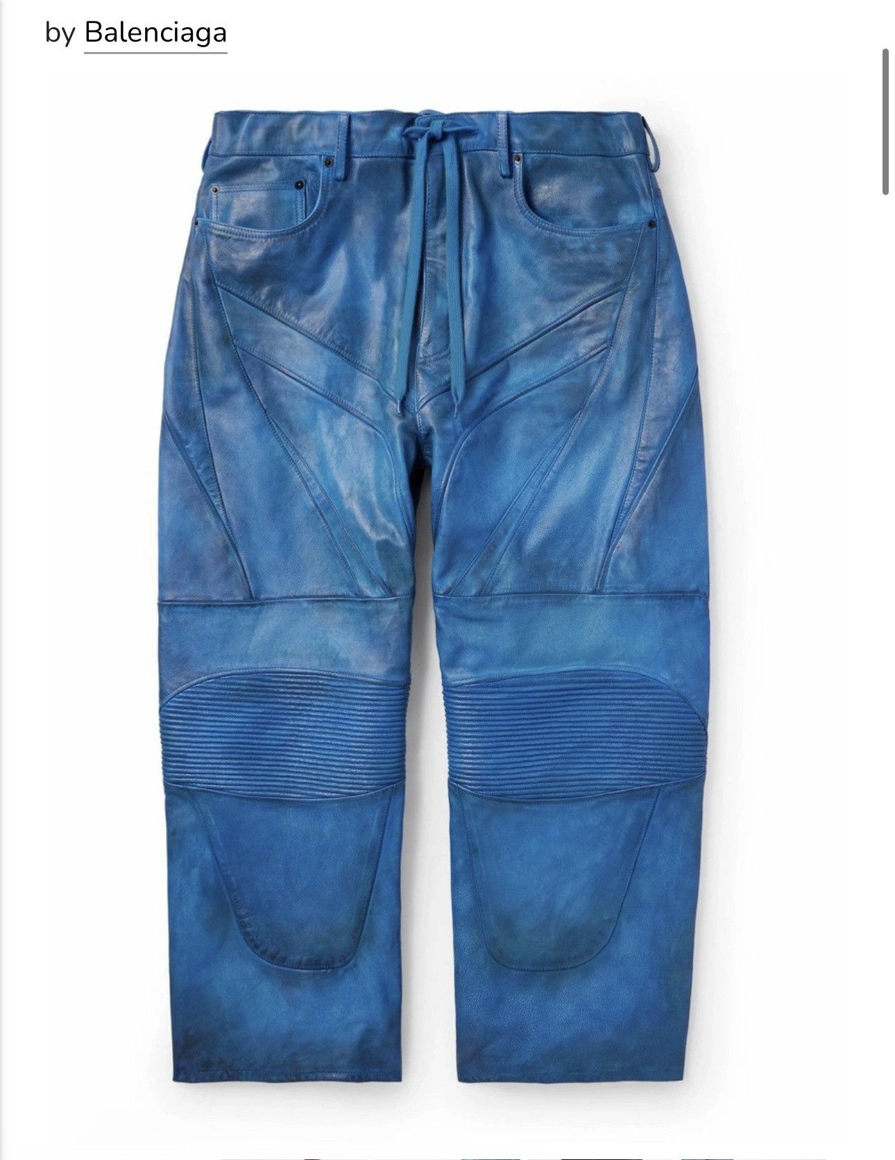 Balenciaga Balenciaga “mud show” blue leather biker pants Size US 36 / EU 52 - 1 Thumbnail