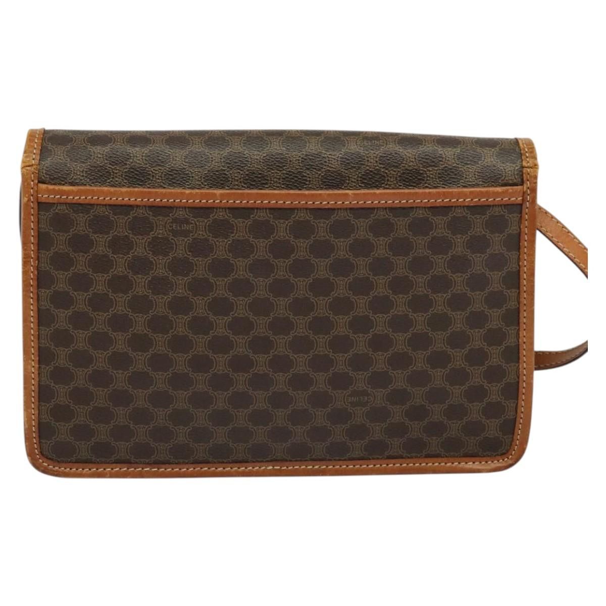 Celine CELINE Macadam Canvas Shoulder Bag Pvc Leather Brown Gold Size ONE SIZE - 3 Thumbnail