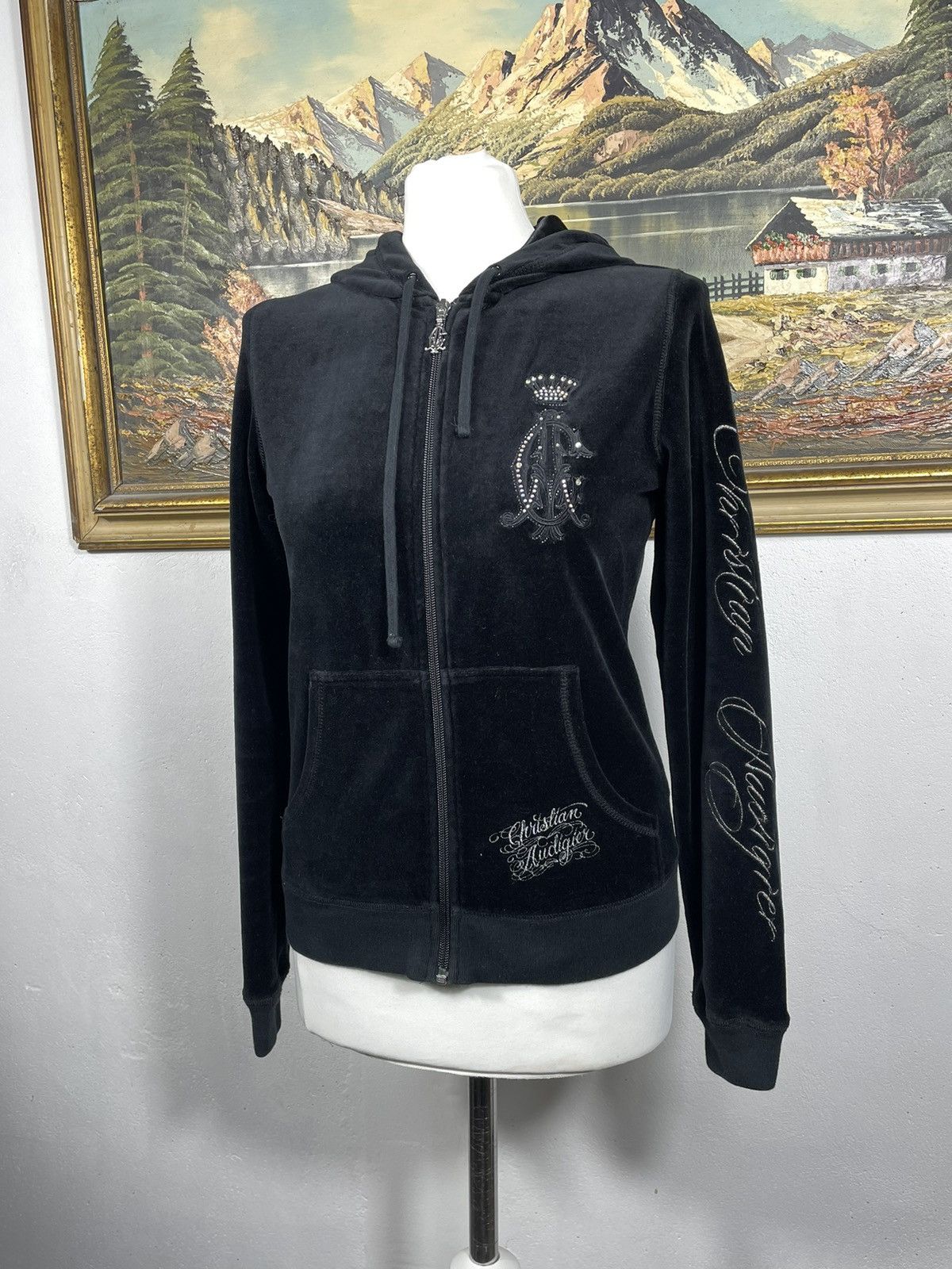 Christian Audigier × Ed Hardy × Vintage Black Vintage Retro Y2K 00s Christian Audigier Zip Up Hoodie Size M / US 6-8 / IT 42-44 - 3 Thumbnail
