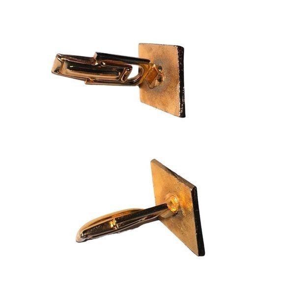 Vintage Vintage Gold-Toned Square Cufflinks 1.75 inches aprox Size ONE SIZE - 4 Thumbnail
