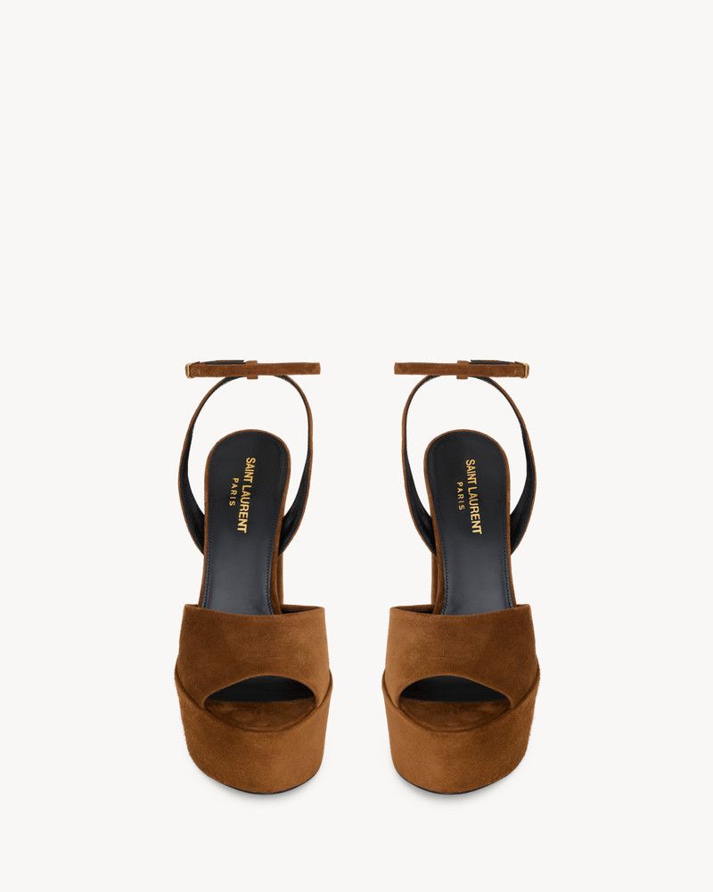 Saint Laurent Paris o1bcso1str0226 Jodie Platform Sandals in Camel Brown Size US 7 / IT 37 - 3 Thumbnail