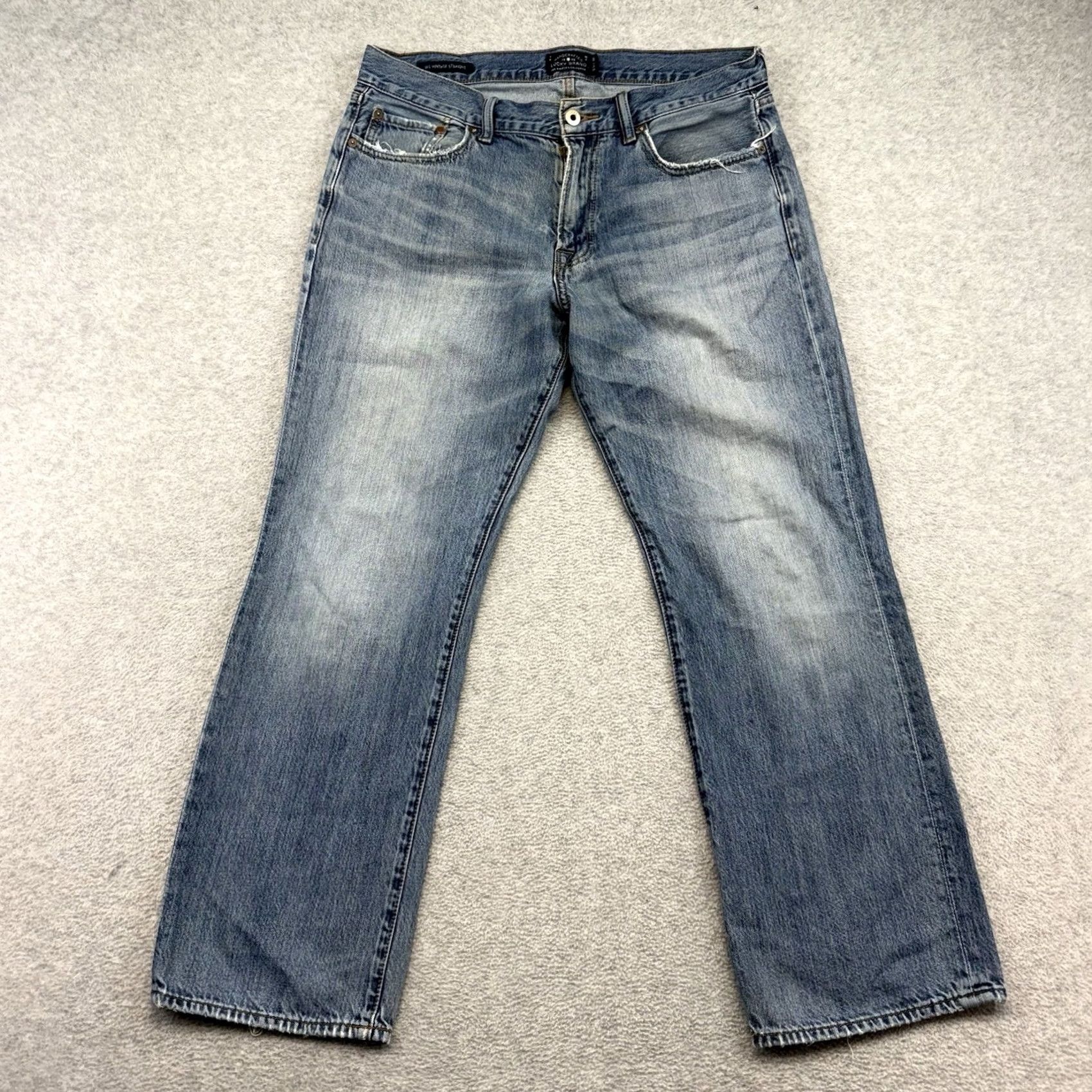 Lucky Brand Lucky Brand Jeans 34x30 363 Straight Regular Men Blue Medium Wash Vintage Style Stretch Denim Pocket Logo 5-Pocket USA 90s Mens Size US 34 / EU 50 - 2 Thumbnail