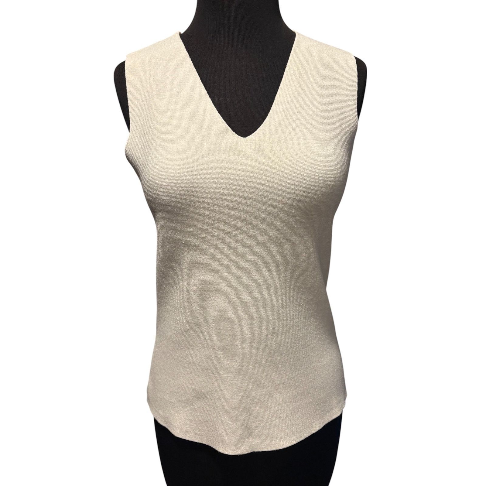 Ann Taylor Ann Taylor White Knit V Neck Criss Cross Back Stretch Top M Size M / US 6-8 / IT 42-44 - 2 Thumbnail