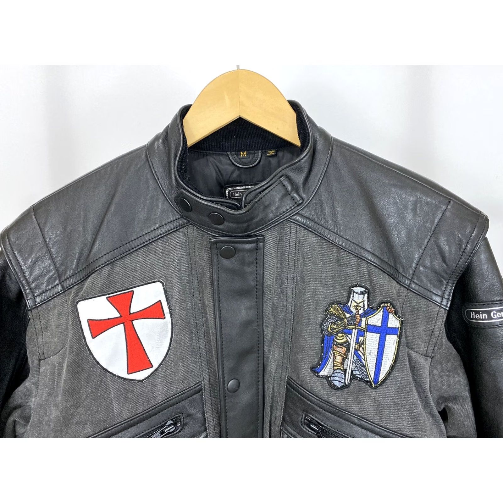 Shein VTG Hein Gericke Cafe Racer Motorcycle Leather Jacket Knight M Black Charcoal Mens Jacket) Size US M / EU 48-50 / 2 - 3 Thumbnail