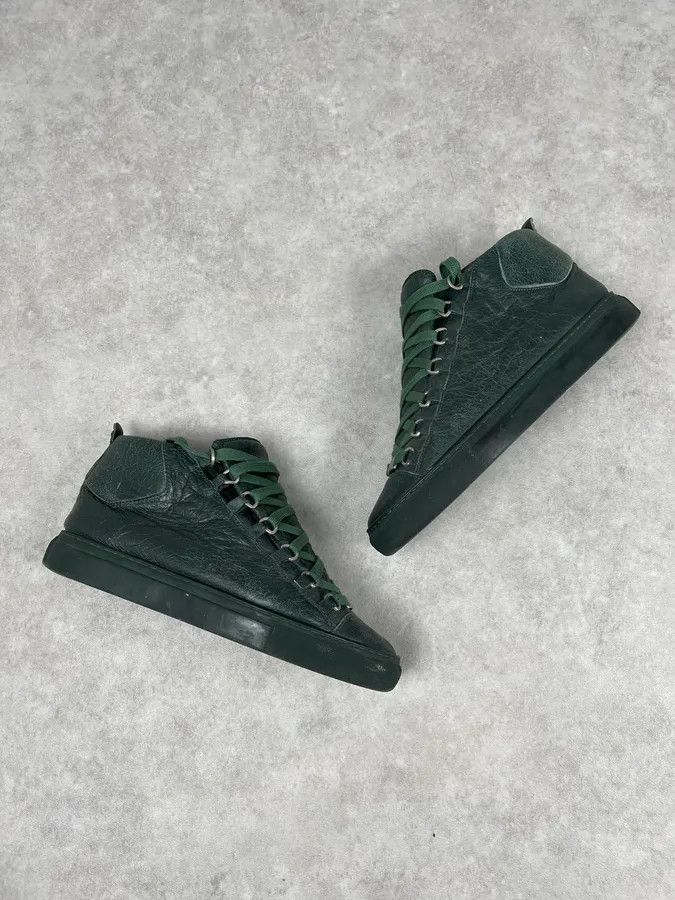 Balenciaga Balenciaga Arena Green High Leather Sneakers Size US 7.5 / EU 40-41 - 3 Thumbnail