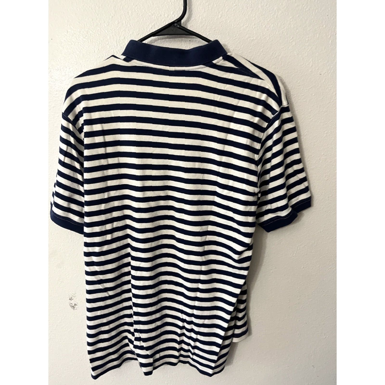 Lands' End LANDS' END Striped Polo Shirt Men's Medium Blue White Cotton Blend Activewear Classic Preppy Size US M / EU 48-50 / 2 - 3 Thumbnail