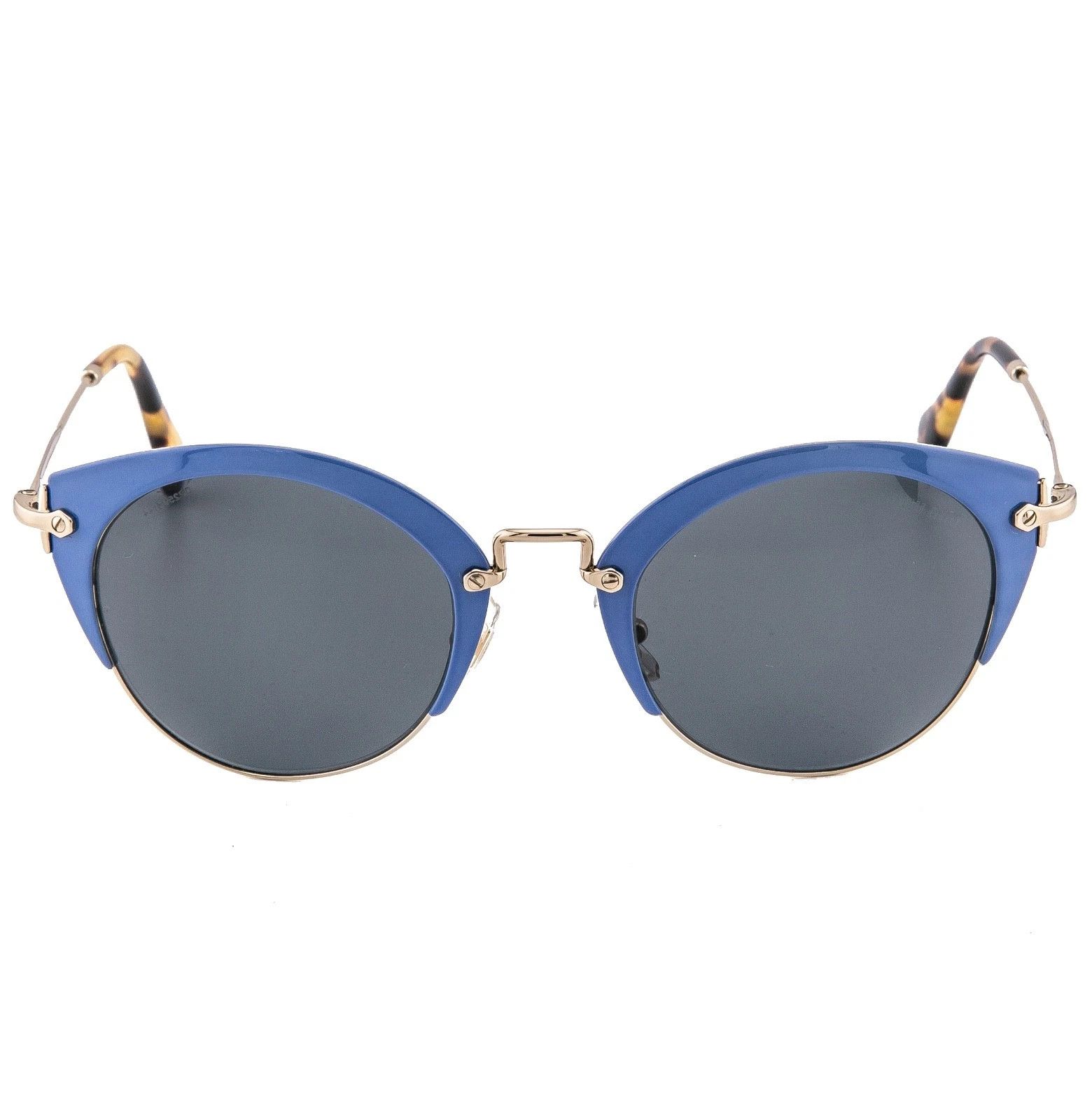 Miu Miu MIU MIU MU53RS 53R Round Blue Metal Oval Sunglasses 53RS Size ONE SIZE - 4 Thumbnail
