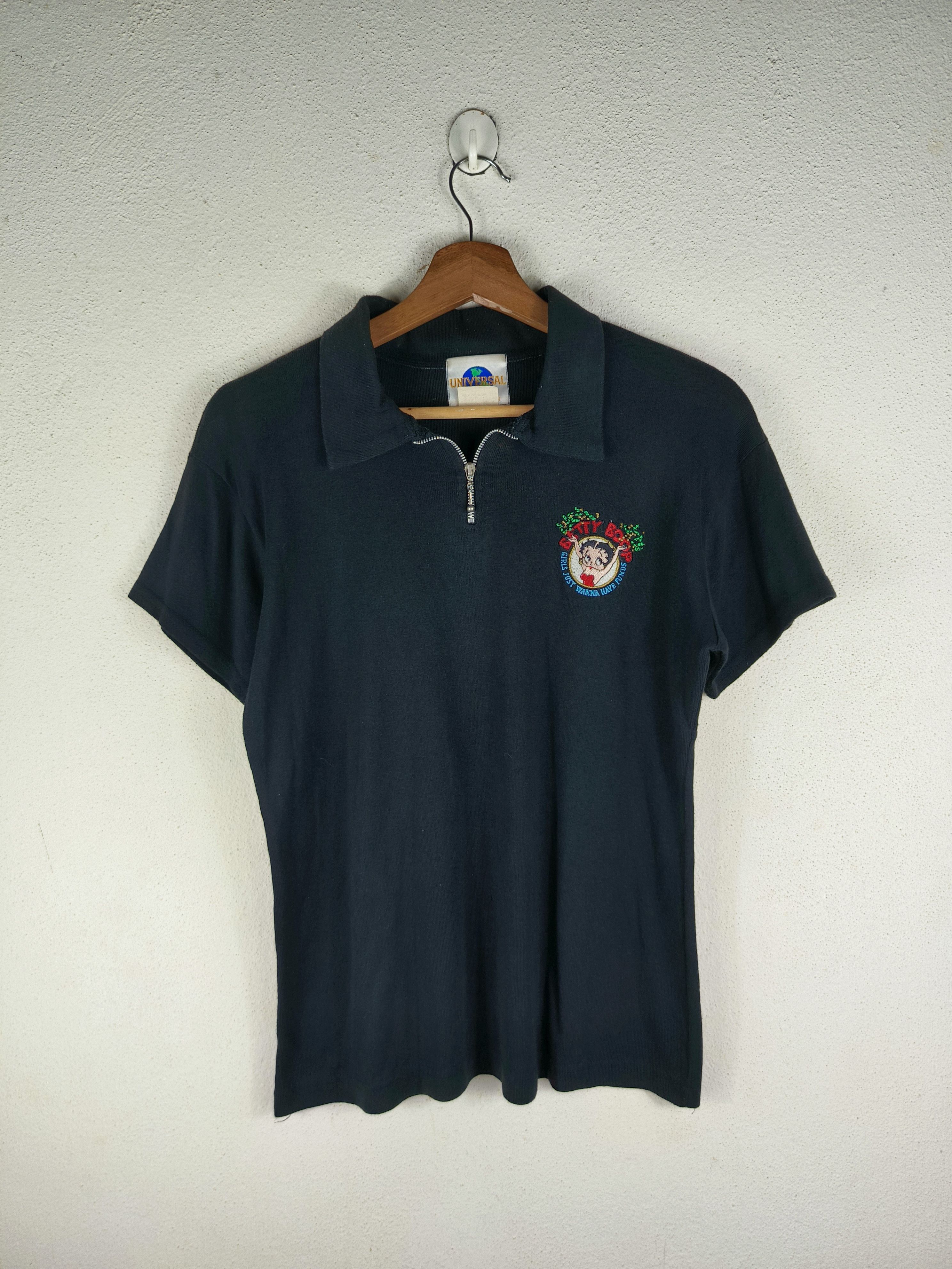 Vintage Vintage 90s Betty Boop half ziper polo tee Size S / US 4 / IT 40 - 1 Thumbnail