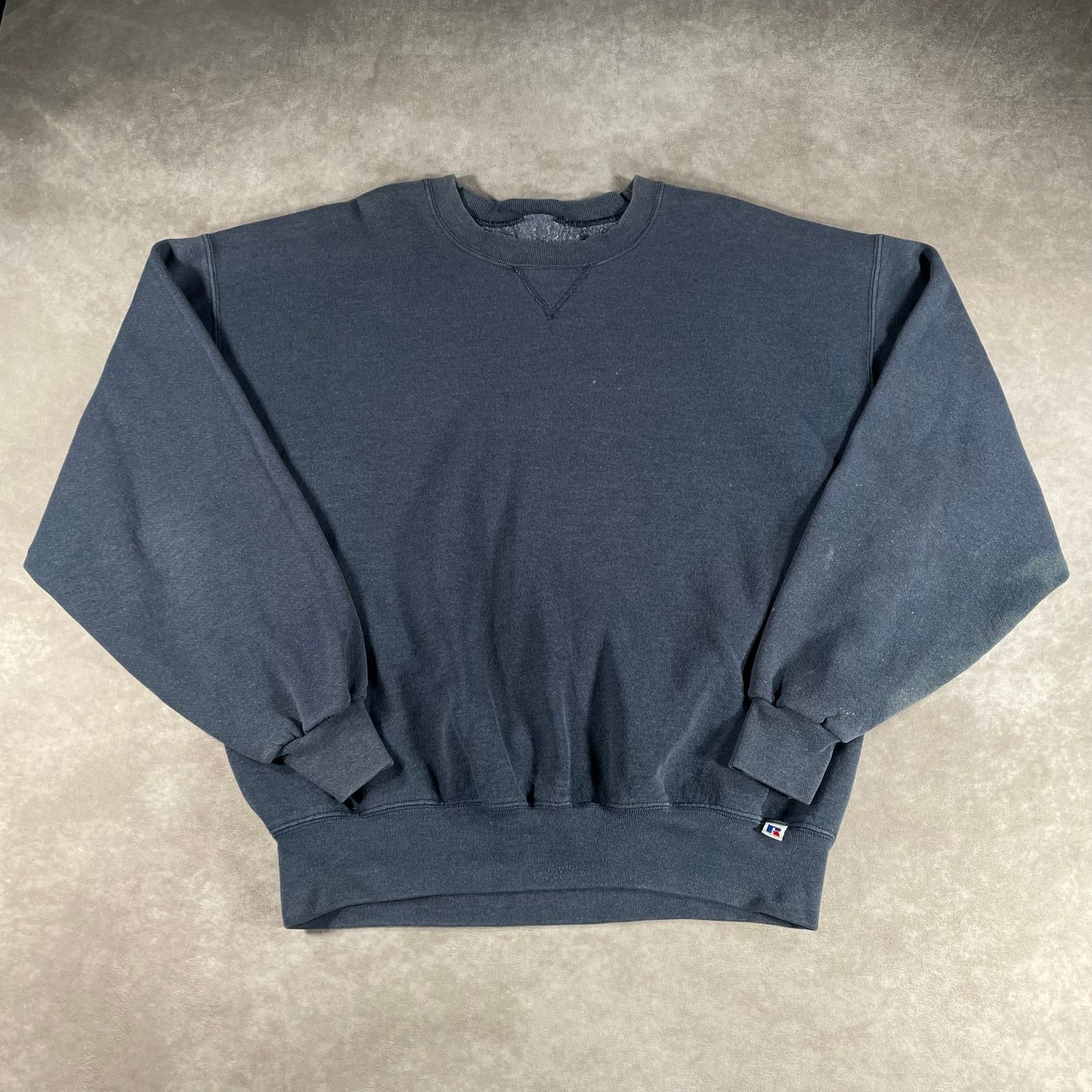 Vintage Russell Athletic Blue Grey Pullover Sweatshirt Large, Women's (Size M)