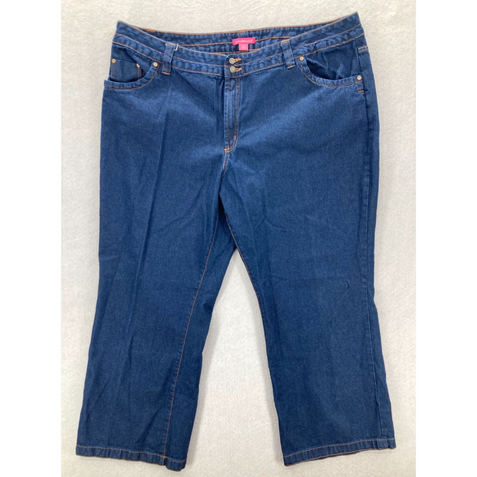 Vintage Woman Within Jeans Womens Size 24 W Dark Wash Blue Denim Jeans High Rise Shirt|No, wait Size 42" / US 20 - 2 Thumbnail