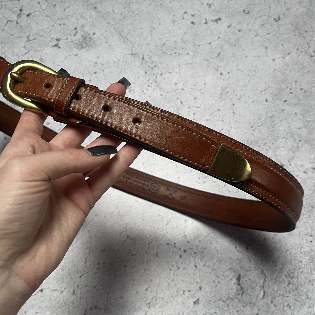 Designer × Japanese Brand × Vintage Brown Leather Belt Brass Hardware Italy Columbus Hype 00s Size ONE SIZE - 7 Thumbnail