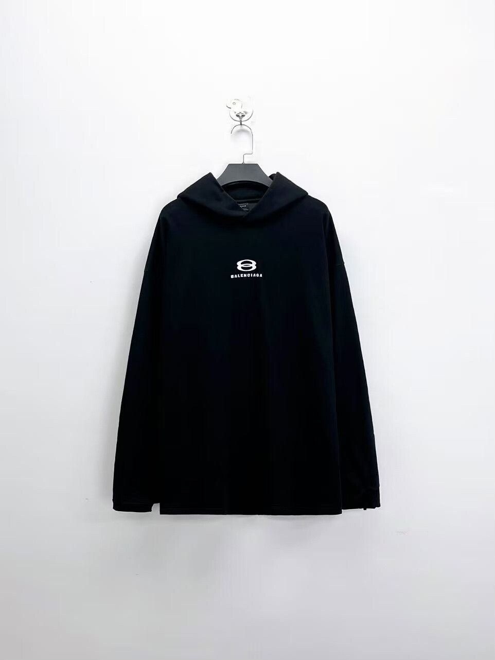 Balenciaga balenciaga black embroidery logo hoodie Size US M / EU 48-50 / 2 - 1 Thumbnail