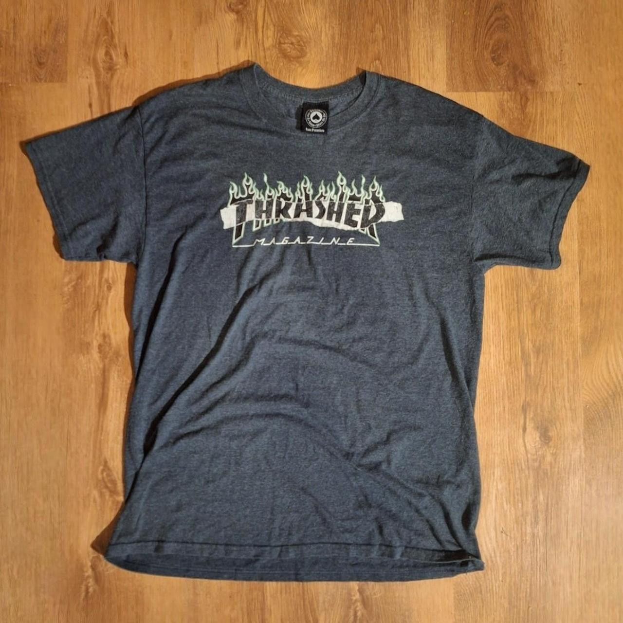 Gildan × Thrasher grey trasher tee flame logo Size US L / EU 52-54 / 3 - 2 Thumbnail