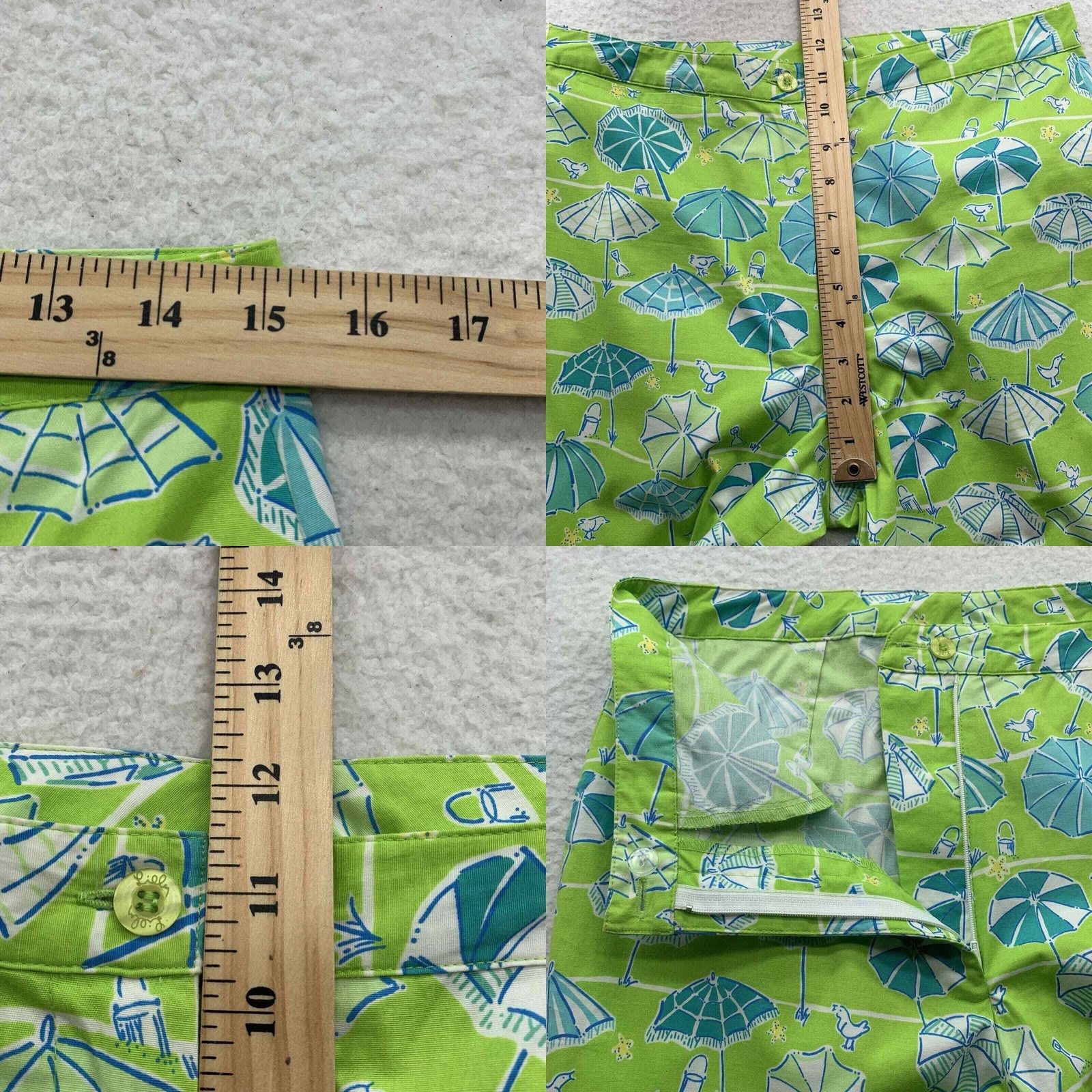 Lilly Pulitzer VINTAGE Lilly Pulitzer Pants Womens 6 Capri Beach Umbrella Seagull Sand Dollar Green Size 30" / US 8 / IT 44 - 9 Thumbnail