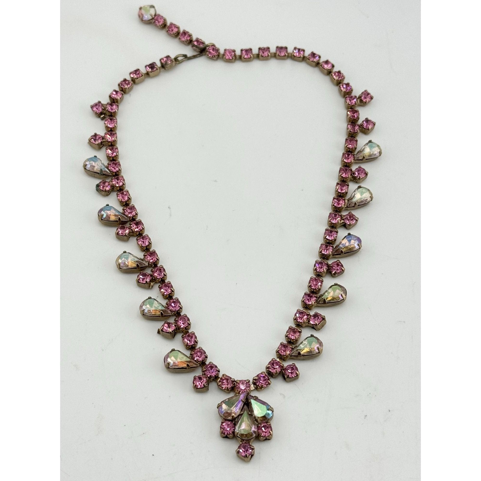 Vintage Vintage pink rhinestone glass collar necklace Size ONE SIZE - 1 Thumbnail
