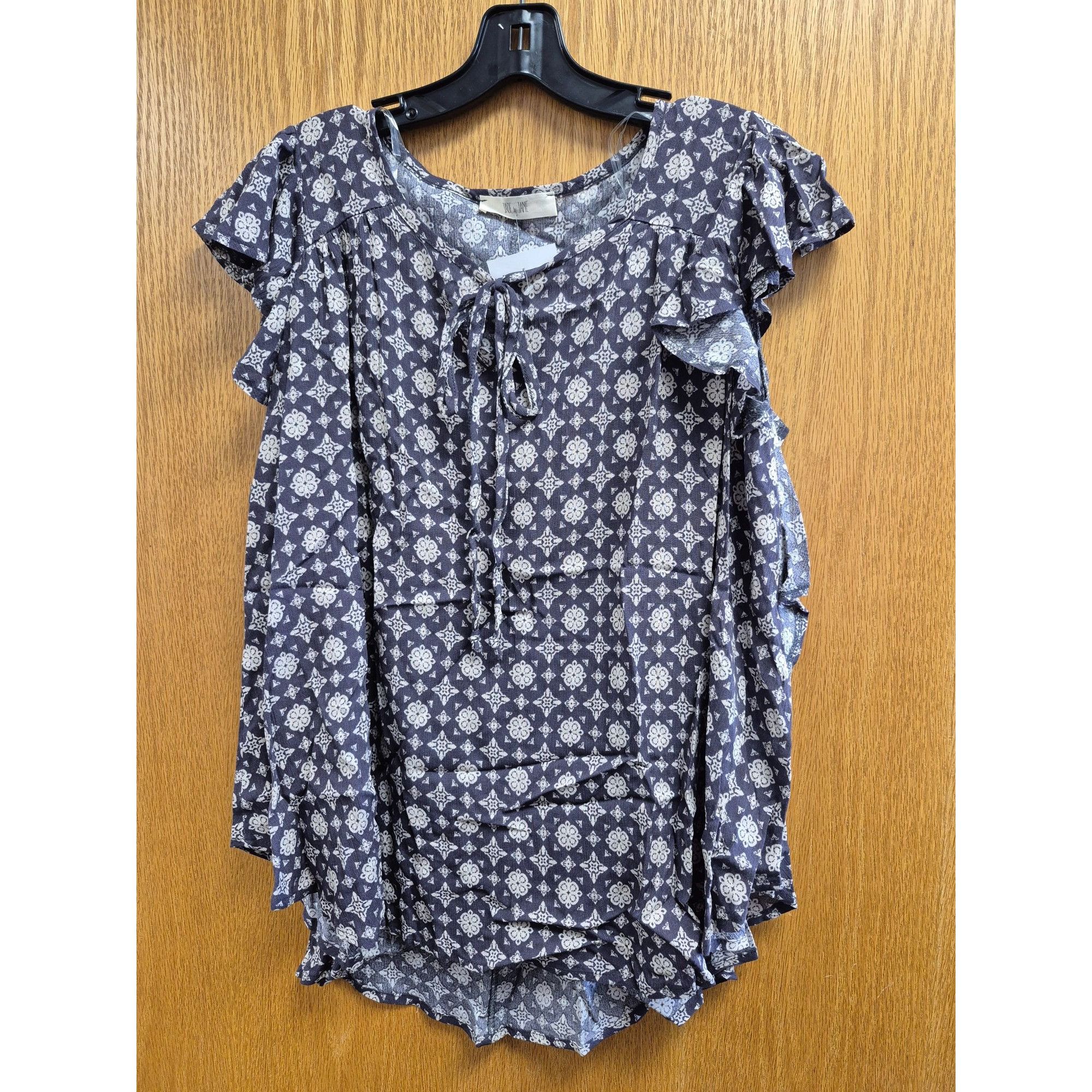 Other Jade By Jane Women's Navy & White Boho Floral Ruffle Sleeve Size L / US 10 / IT 46 - 4 Thumbnail