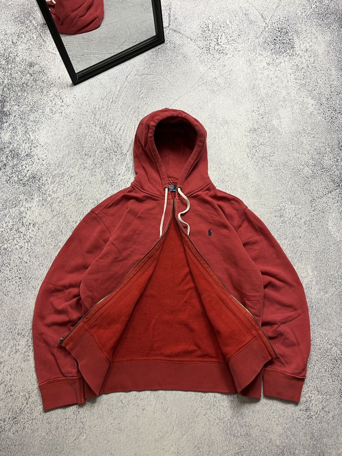 Polo Ralph Lauren × Vintage Vintage Polo Ralph Lauren Zip Up Hoodie Faded Red Y2k 90’s Size US XL / EU 56 / 4 - 5 Thumbnail