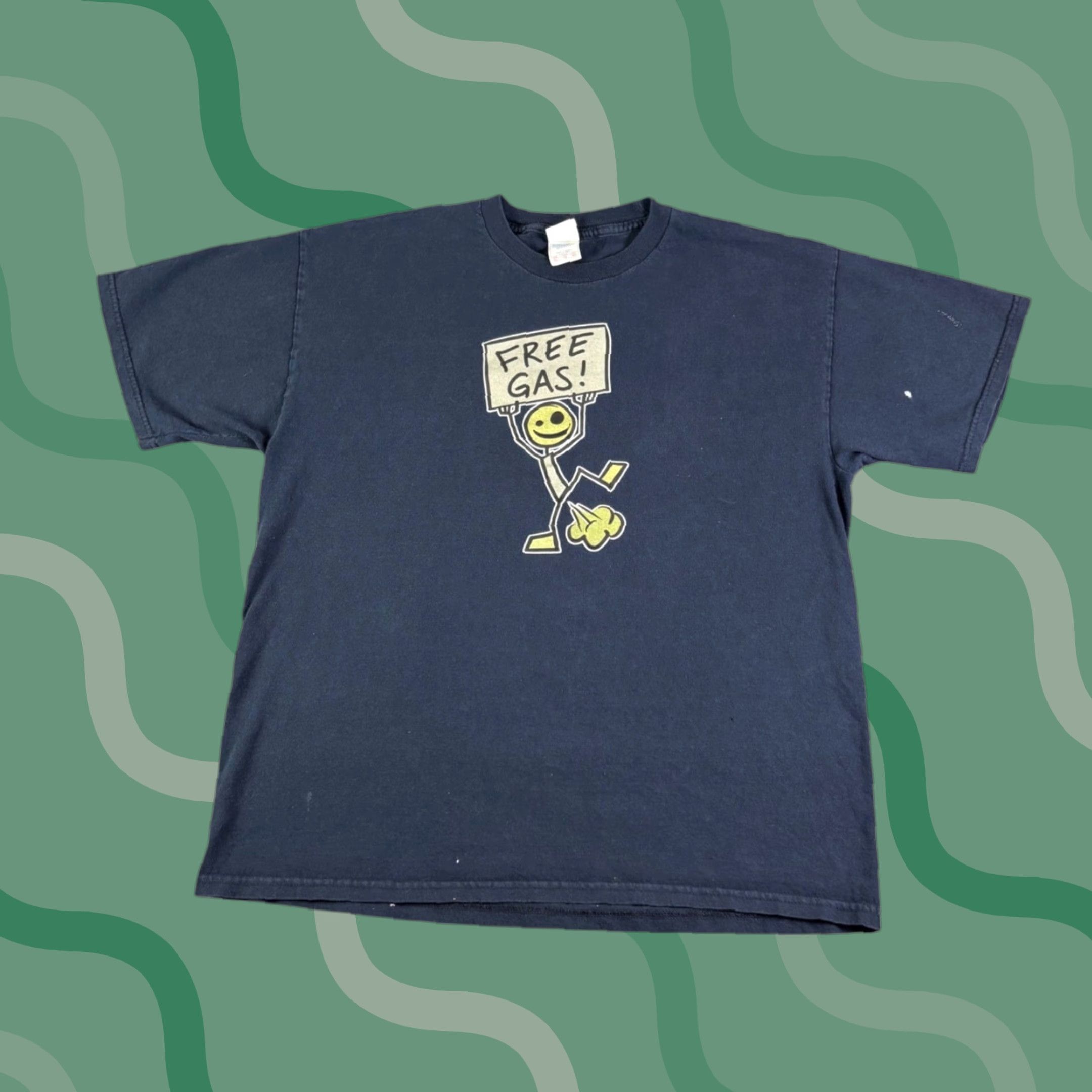 GAS VINTAGE Tennessee River Free Gas Graphic T Shirt Mens XL Navy Blue Funny Fart Joke Tee Size US XL / EU 56 / 4 - 1 Thumbnail