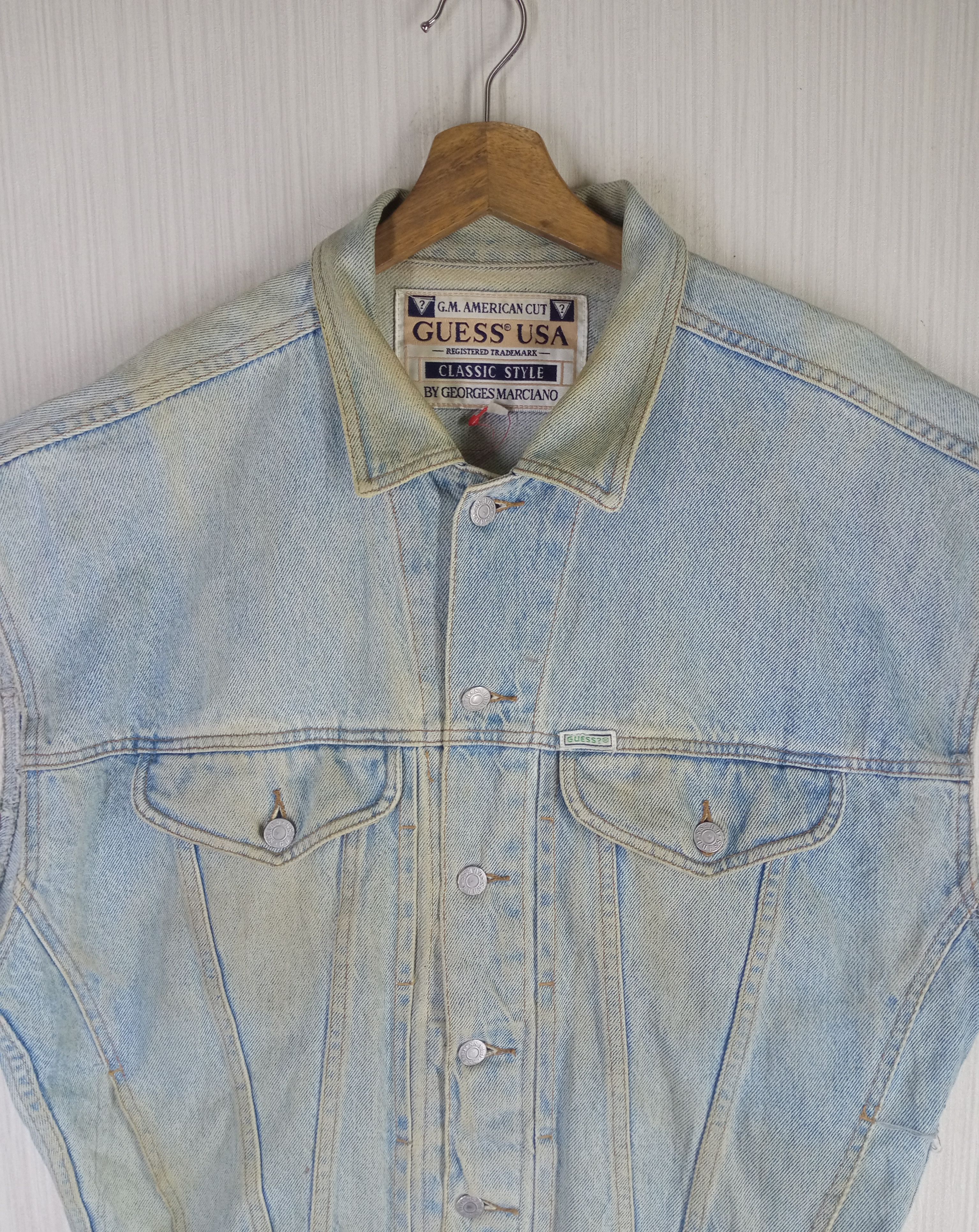 Georges Marciano Vintage 90s Guess Georges Marciano Sleeveless Denim Jacket Size US M / EU 48-50 / 2 - 3 Thumbnail