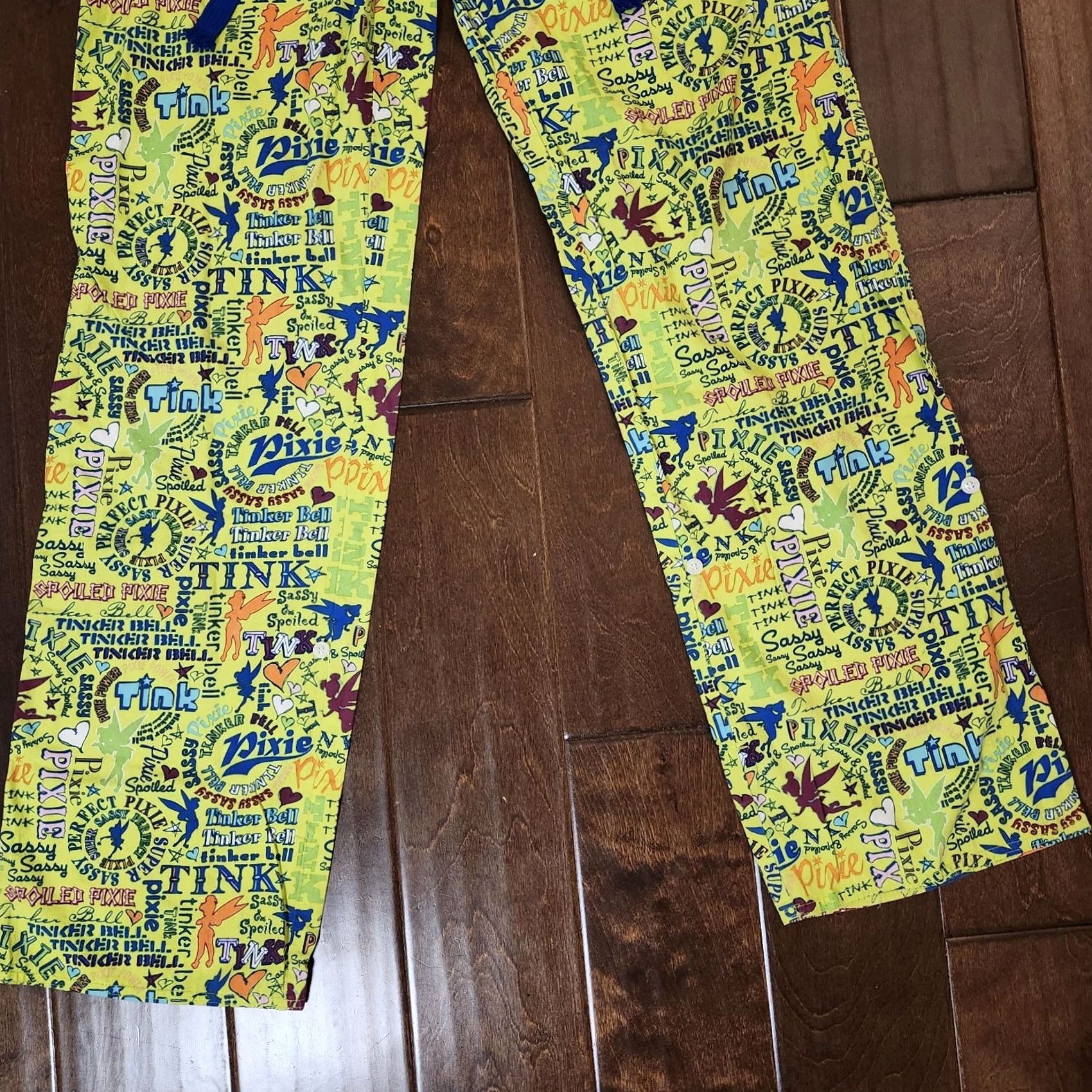 Disney VINTAGE? No — Disney World Disneyland Resort Women's XS Tinkerbell Cotton Pajama Pants Size 26" / US 2 / IT 38 - 5 Thumbnail
