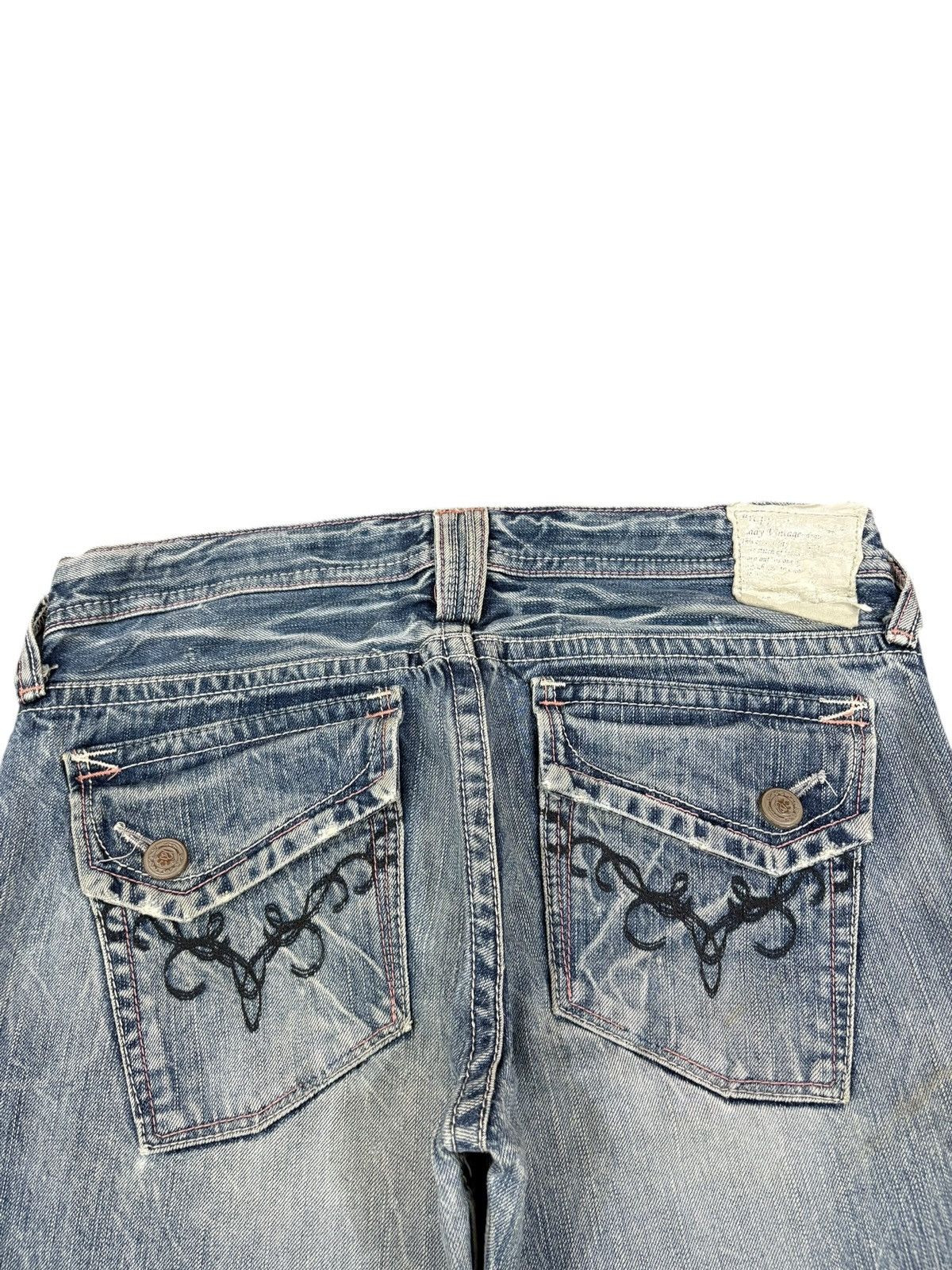 Japanese Brand Vintage Japanese Brand Crack Wash Distressed Flare Jeans Size 31" - 8 Thumbnail