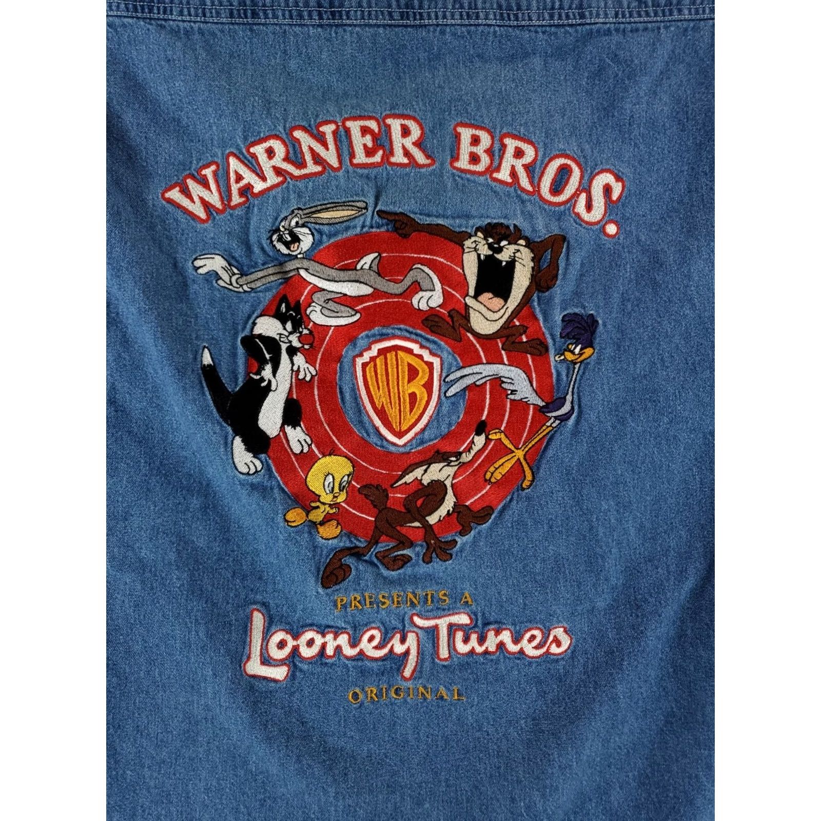 Vintage Looney Tunes Shirt Denim Embroidered Long Sleeve Blue Mens M Classic Wear Size US M / EU 48-50 / 2 - 6 Thumbnail