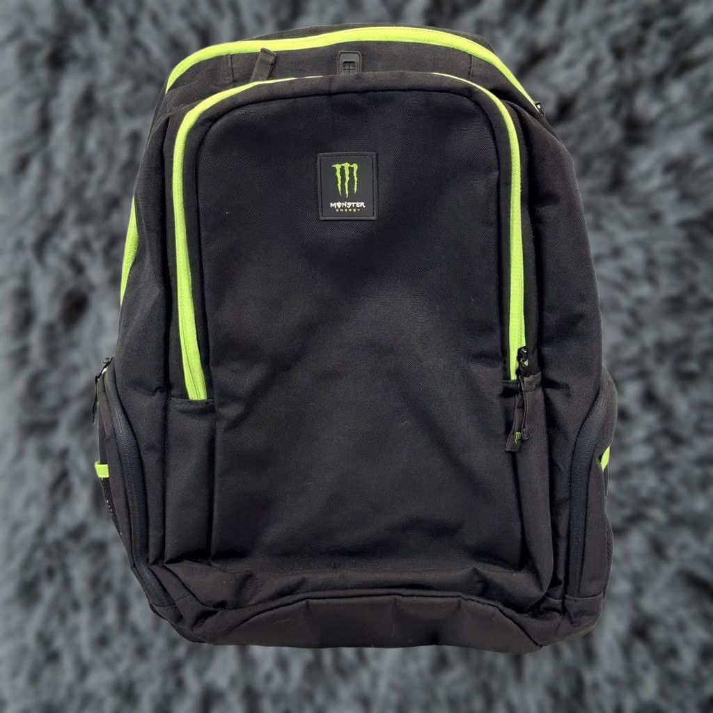 Vintage Monster Energy Backpack Black Padded with Zippers Pockets Laptop Nylon Polyester Adjustable Strap Men 14x20x6 Energy Drink Bag Daypack Size ONE SIZE - 1 Thumbnail
