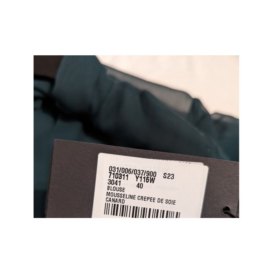 Saint Laurent Paris o1rshd1 Crepee De Soie Blouse in Canard Size M / US 6-8 / IT 42-44 - 18 Thumbnail