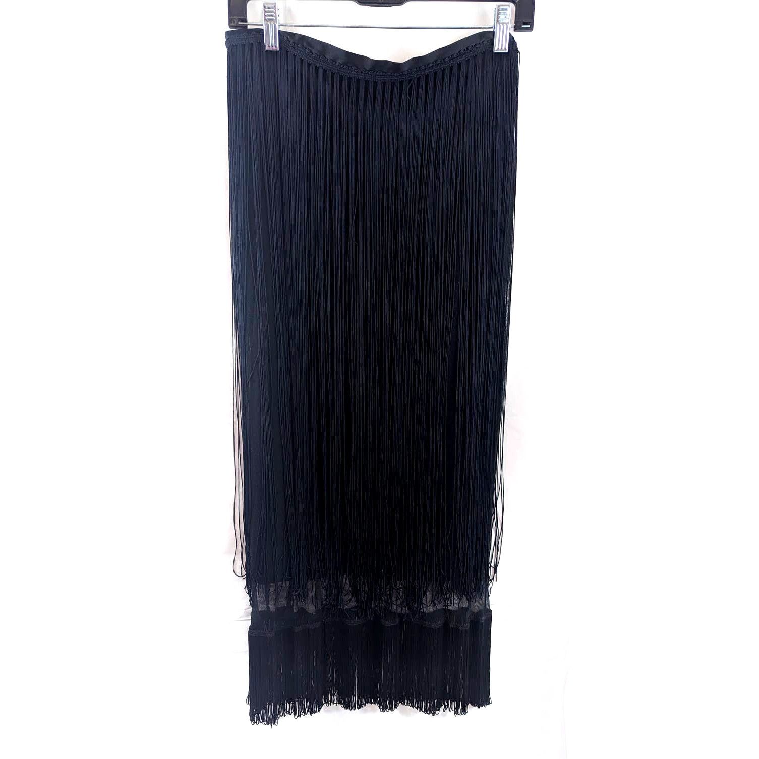 Versace Dolce & Gabbana Vtg 20s Silk Fringe Long Skirt sz 34/48 Size 30" / US 8 / IT 44 - 4 Thumbnail