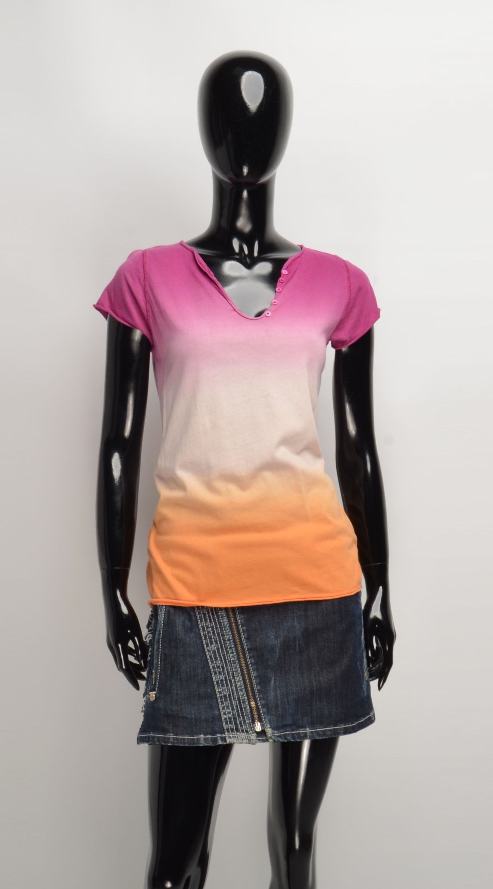 Zadig & Voltaire Zadig & Voltaire Multicolor Gradient V-Neck T-shirt Top Size S / US 4 / IT 40 - 1 Thumbnail
