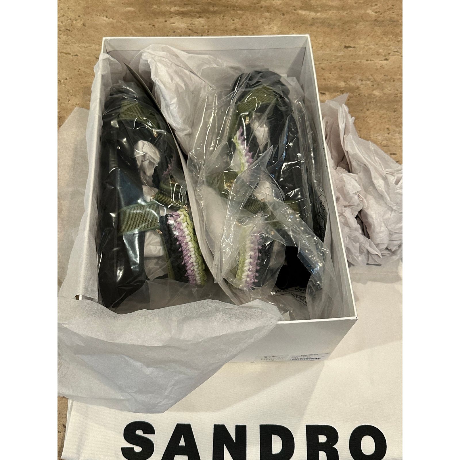 Sandro NEW Sandro Shell And Crochet-knit Braided Sandals FR36 / 5.5 Size US 5.5 / IT 35.5 - 5 Thumbnail