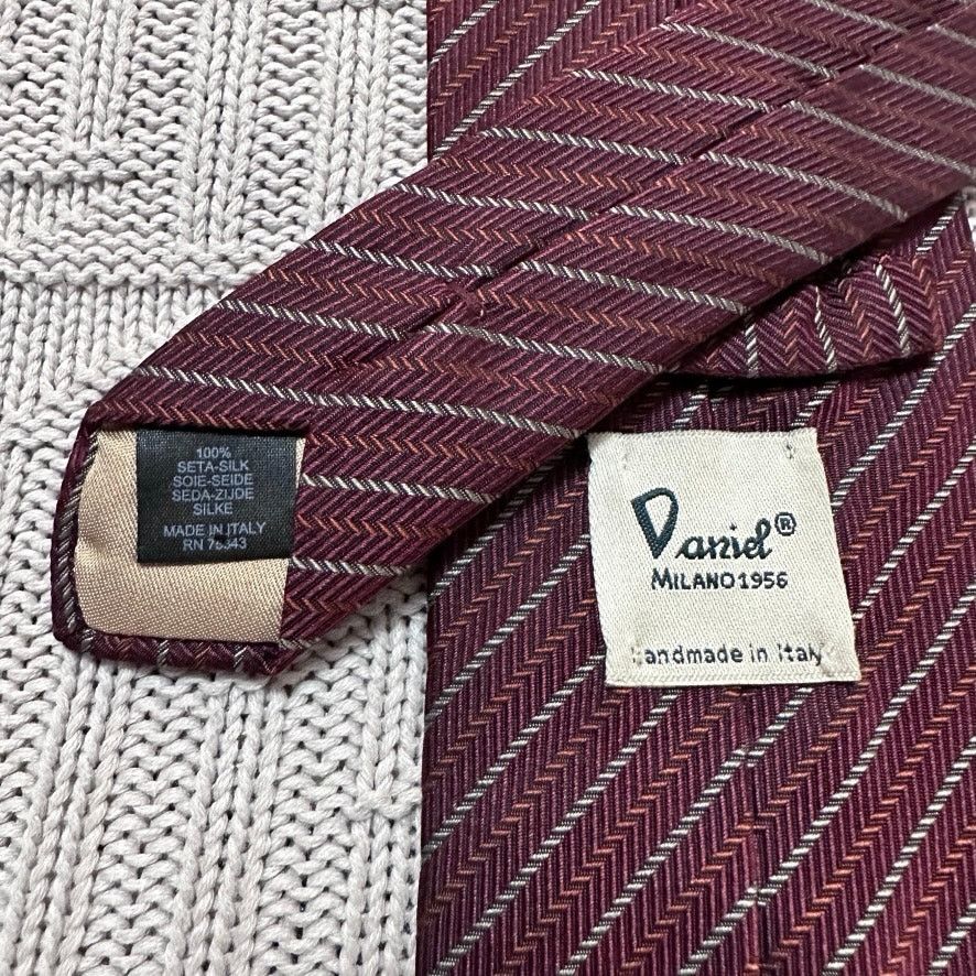 Vintage Vintage Daniel maroon striped Italian silk tie Size ONE SIZE - 3 Thumbnail