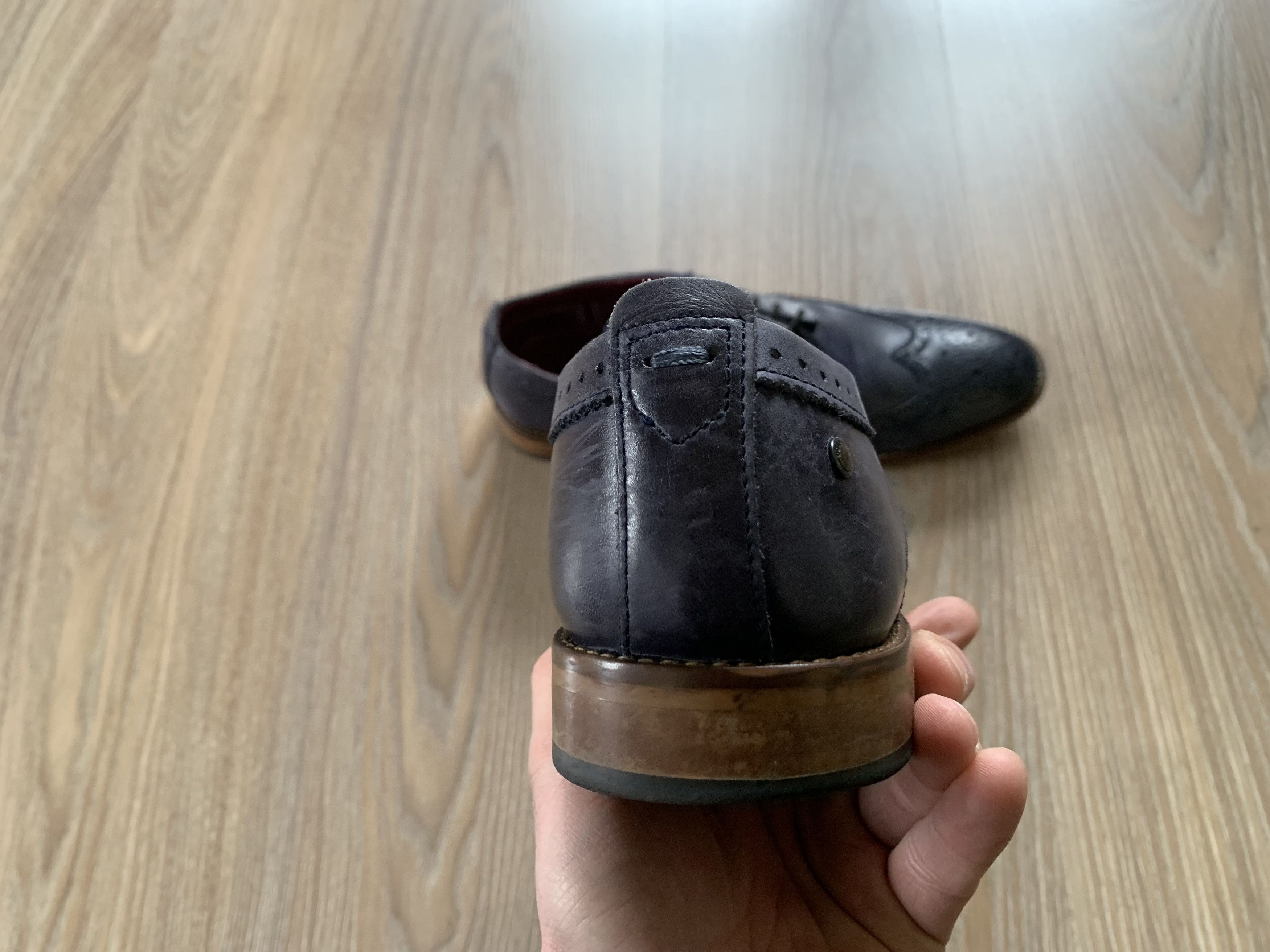 Base London Base London Motif Blue Leather Brogue Derby Shoes Size US 9 / EU 42 - 8 Thumbnail