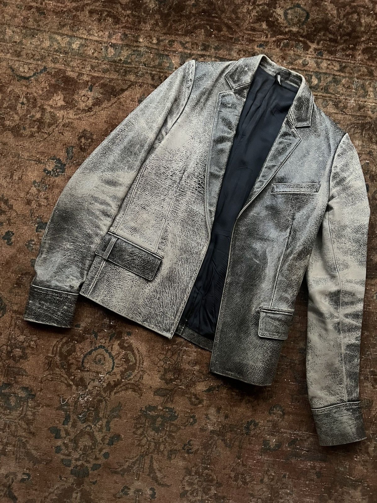 Dior Dior Homme FW02 Reflexion Sample Cracked Leather Jacket Size US S / EU 44-46 / 1 - 1 Thumbnail